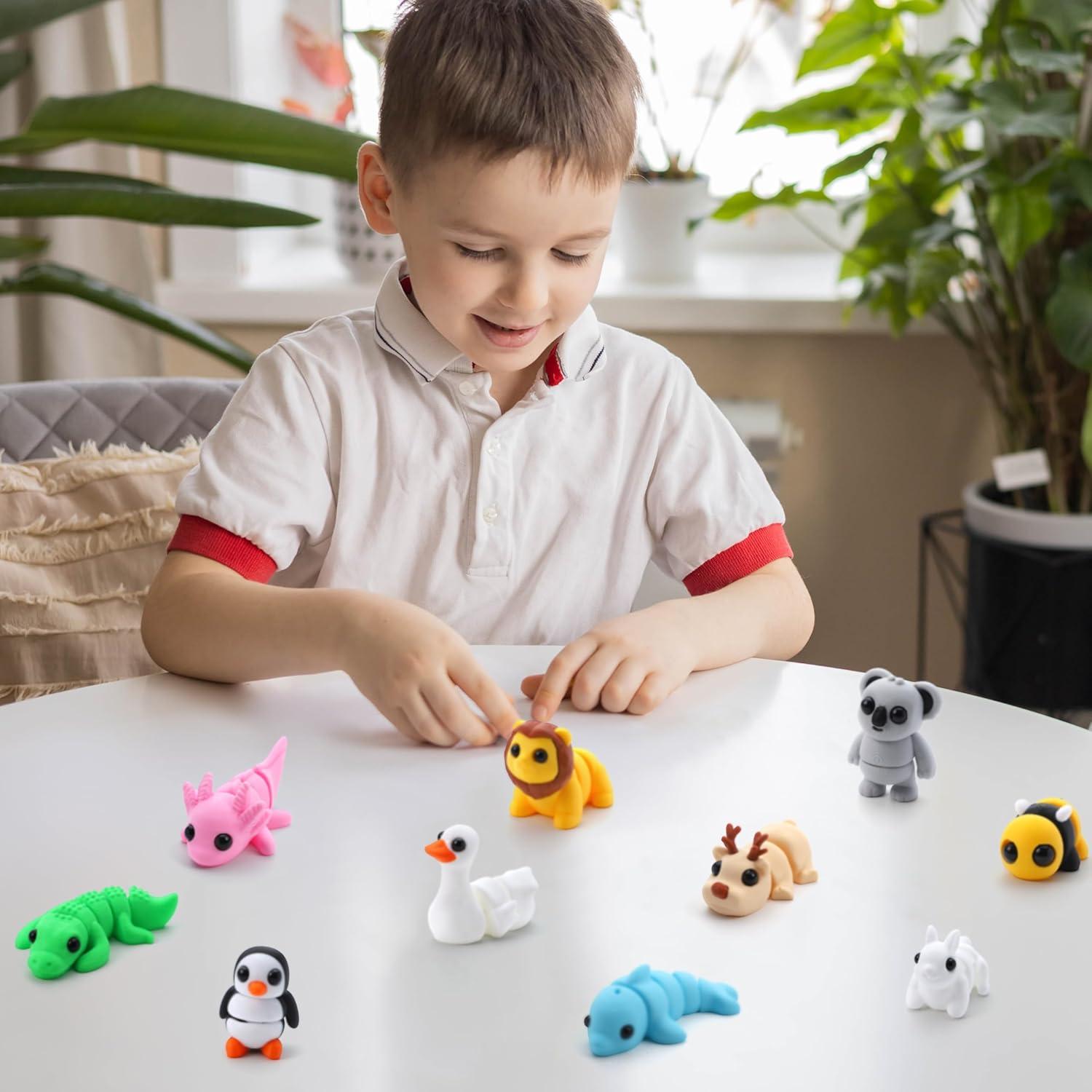 Set de 12 Animales Impresos en 3D Joyin - Juguetes Flexibles