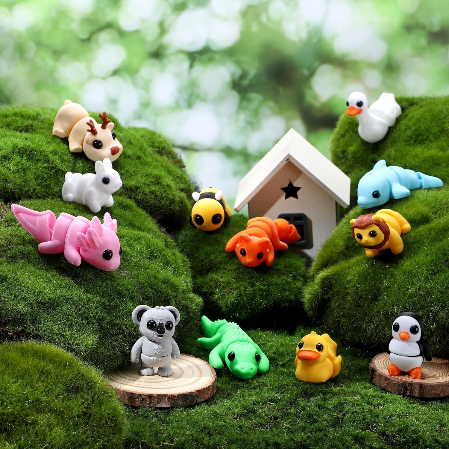Set de 12 Animales Impresos en 3D Joyin - Juguetes Flexibles