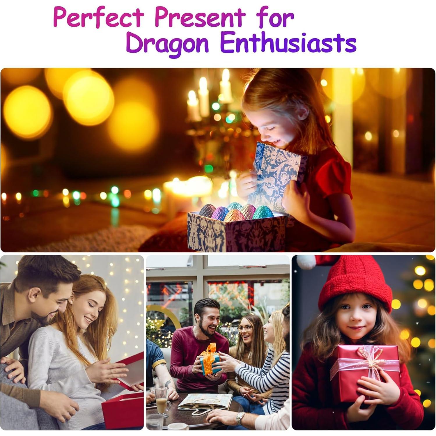 2 Dragones Impresos en 3D con Huevo Multicolor - Juguetes Decorativos