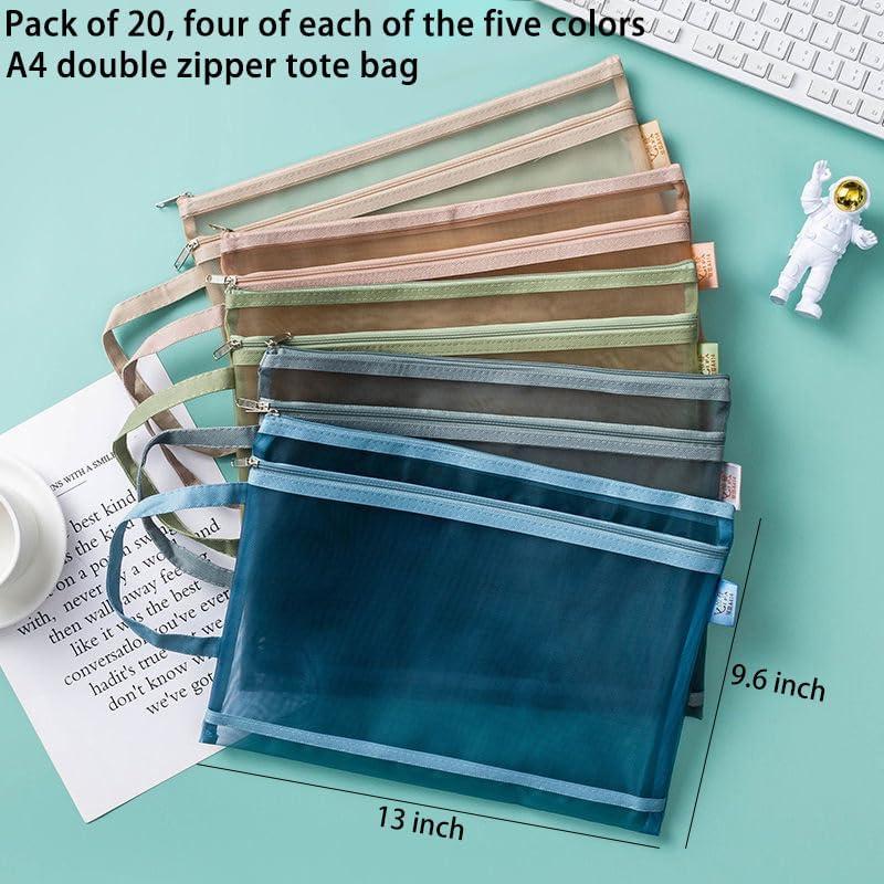 20 Bolsas de Cremallera de Malla ZZFENGKR A4 para Organizar