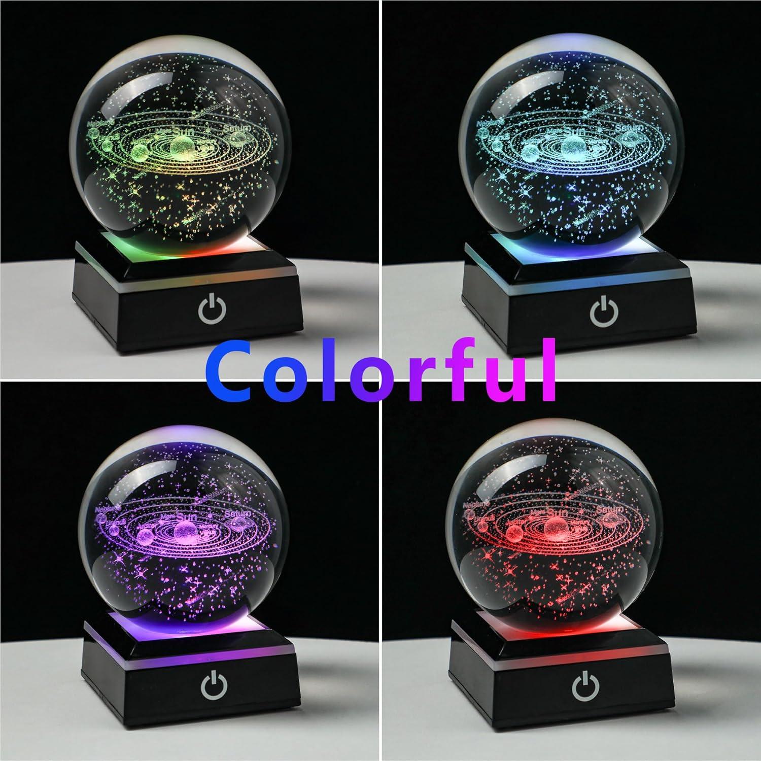 Bola de Cristal 3D YU FENG Sistema Solar con Base LED
