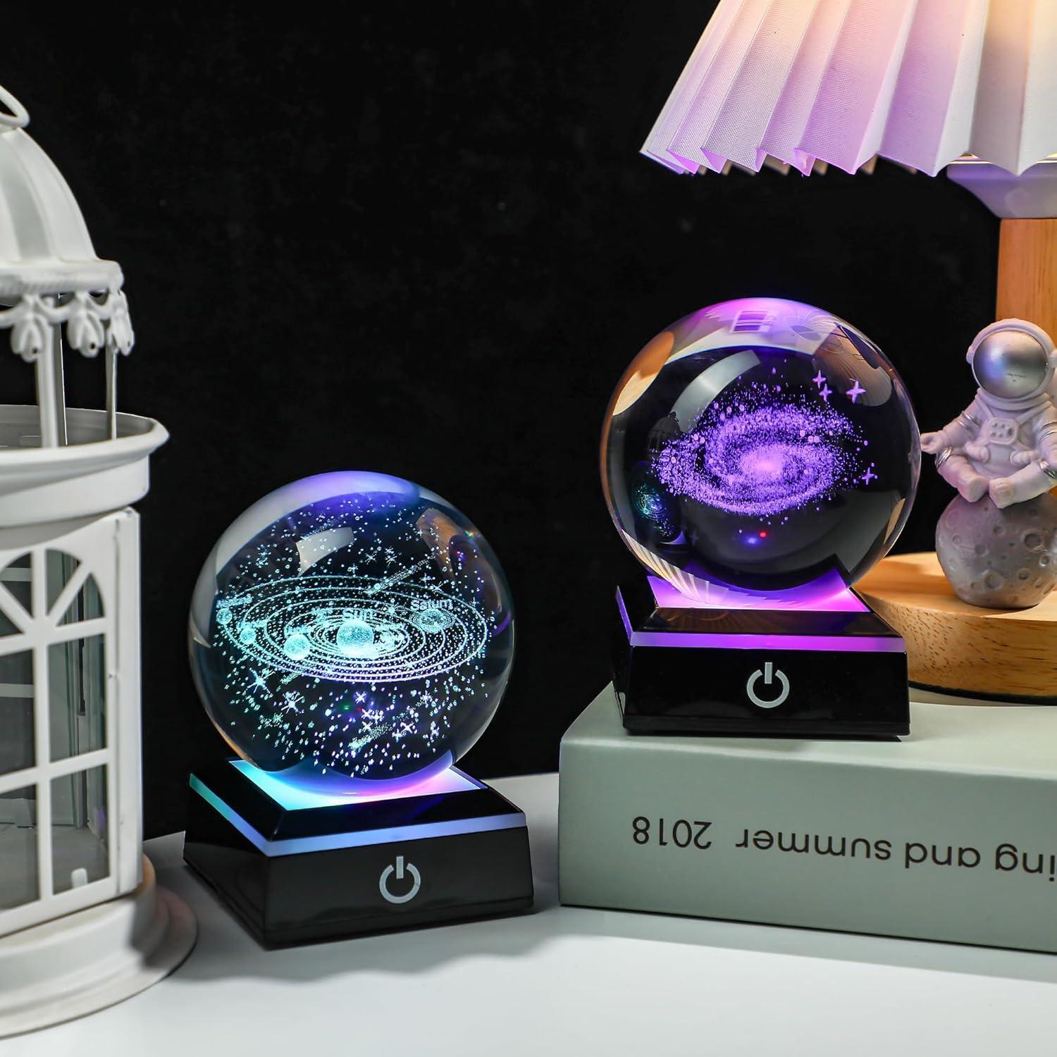 Bola de Cristal 3D YU FENG Sistema Solar con Base LED