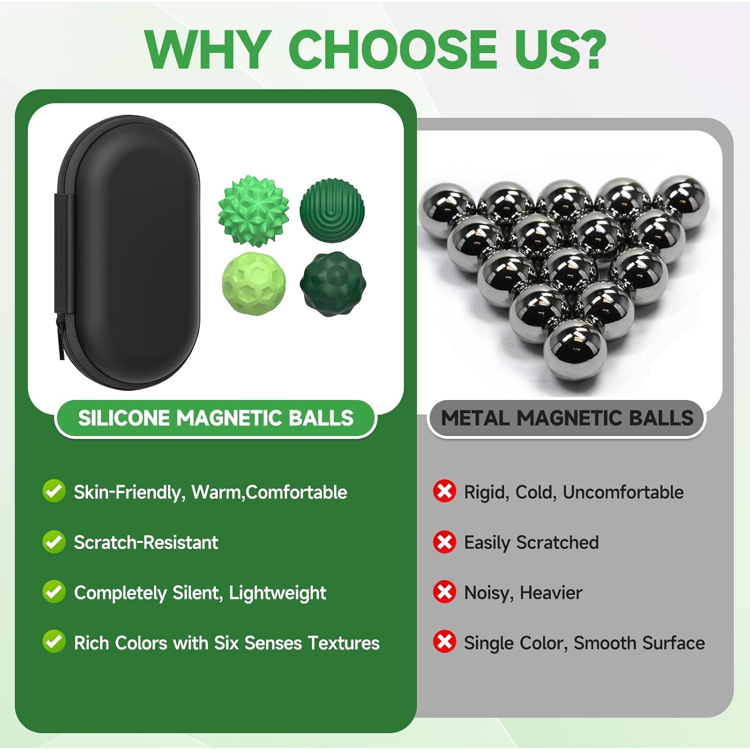 Bolas Magnéticas Antiestrés de Silicona - 8 Piezas Verde