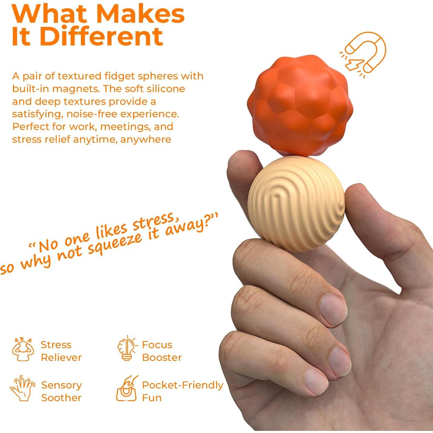 Bolas Magnéticas Antiestrés FZChenrry Naranja 2PCS 40.5mm