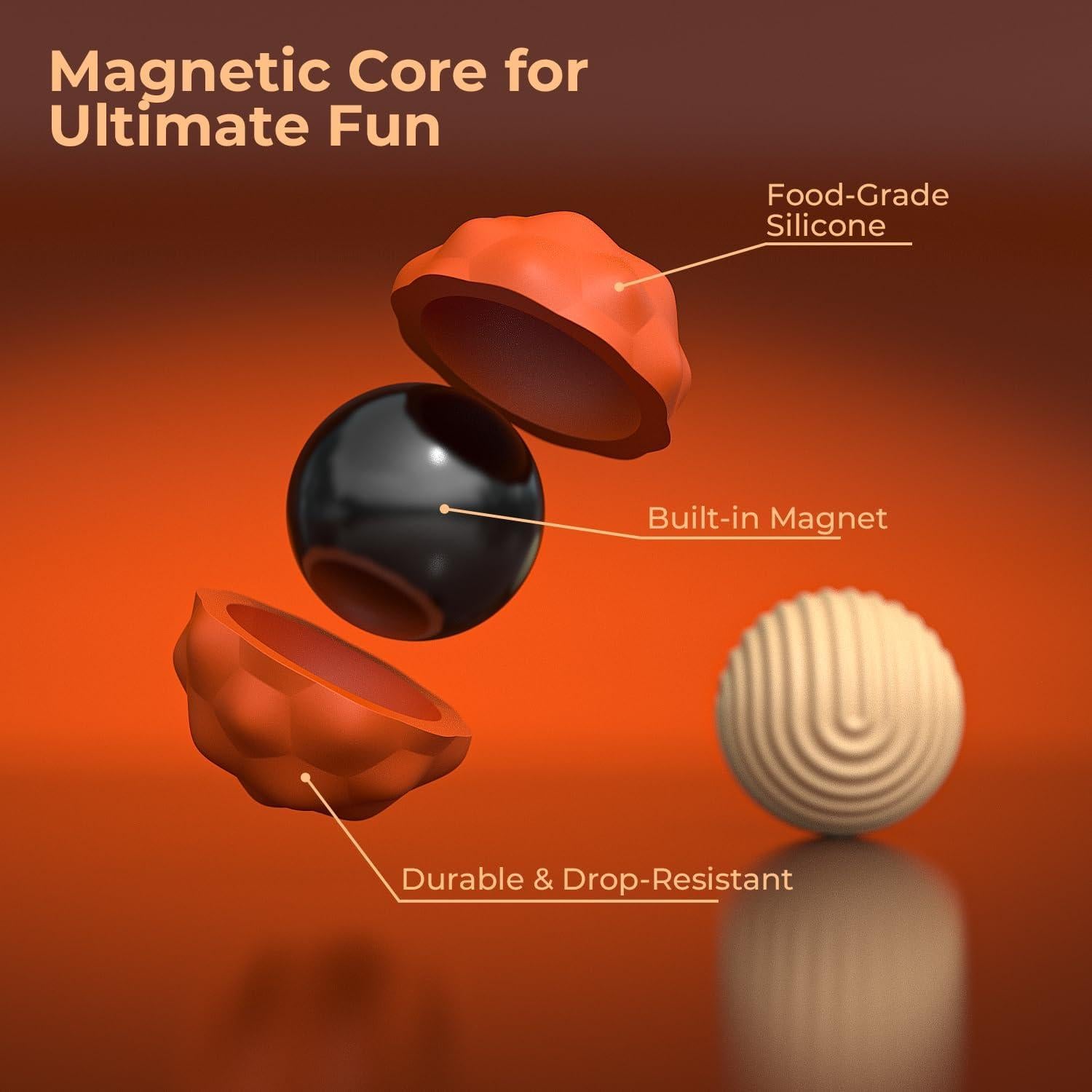 Bolas Magnéticas Antiestrés FZChenrry Naranja 2PCS 40.5mm