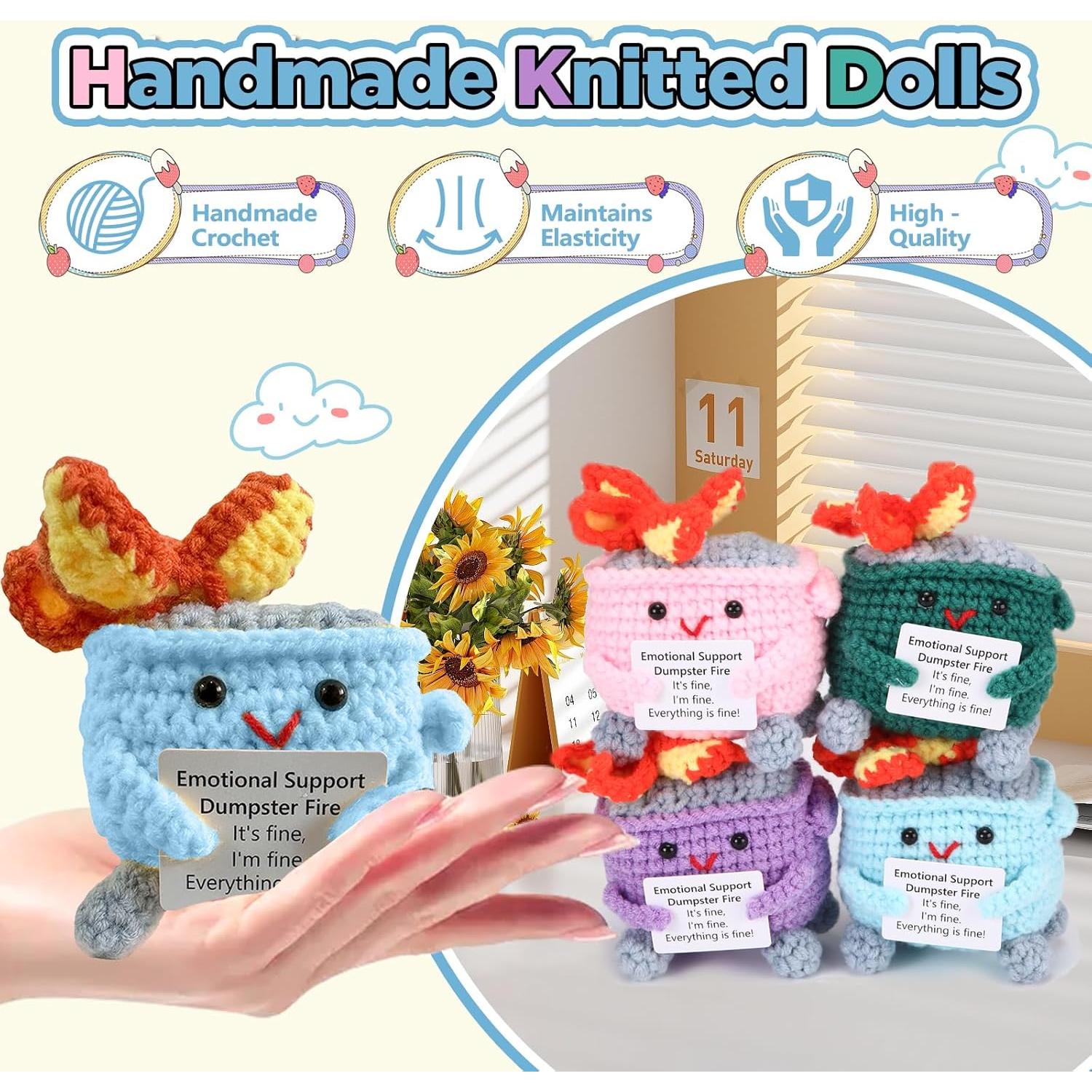 Muñeca de Crochet Fuego de Basura RovyFota 8 cm Color Verde