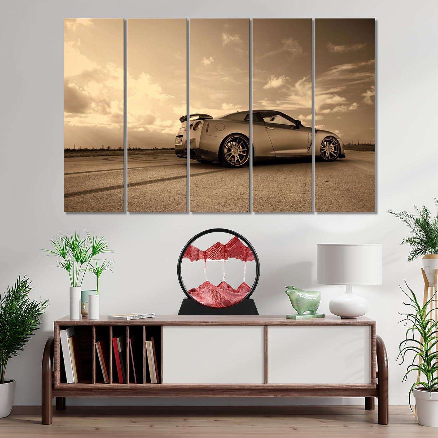 Arte de Arena Móvil 3D GEKETY - Vidrio Redondo 17.78 cm Rojo