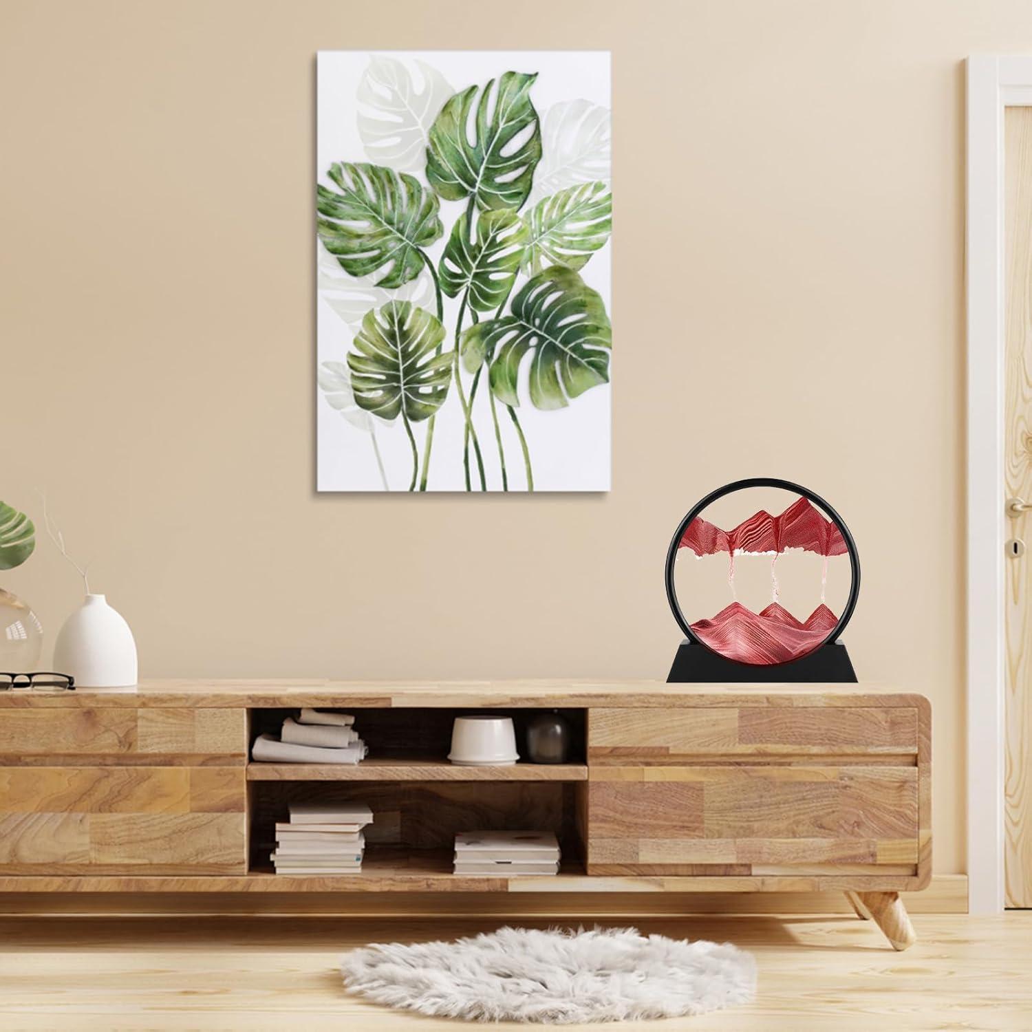 Arte de Arena Móvil 3D GEKETY - Vidrio Redondo 17.78 cm Rojo