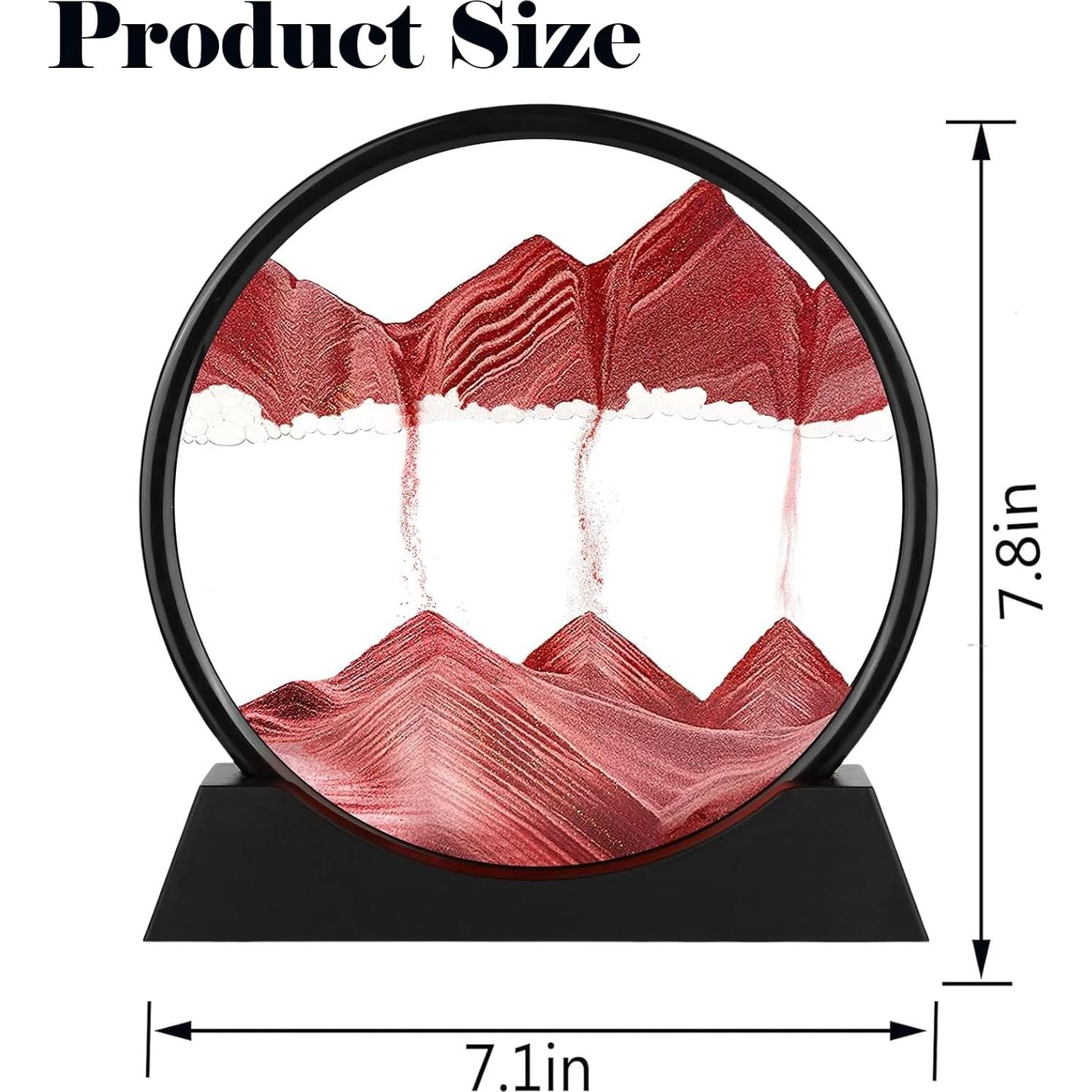 Arte de Arena Móvil 3D GEKETY - Vidrio Redondo 17.78 cm Rojo