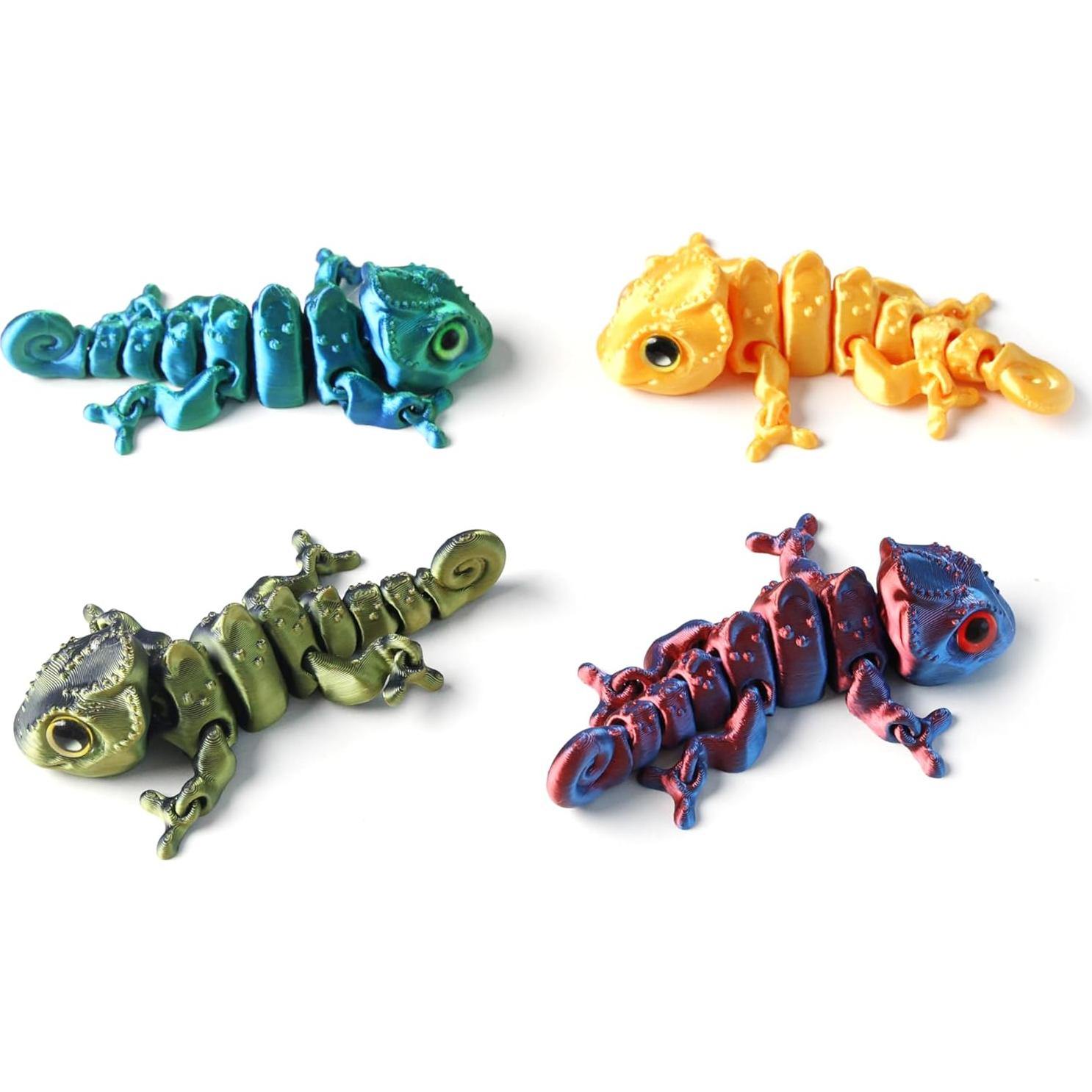 Camaleón Impreso en 3D Jorkei 4 Piezas Multicolor Antiestrés