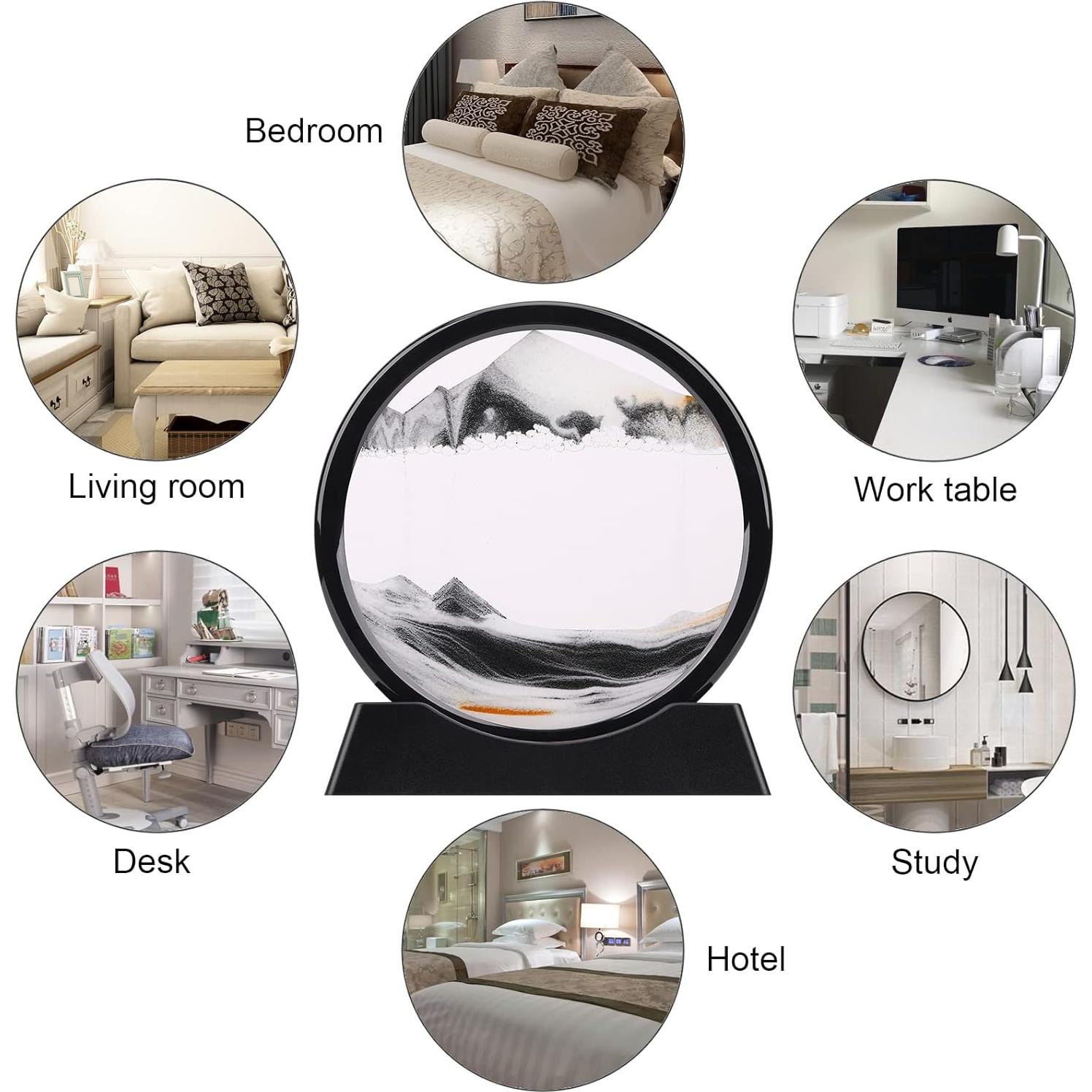 Imagen de Arte de Arena en Movimiento QLKUNLA 17.8x19.1 cm Negro