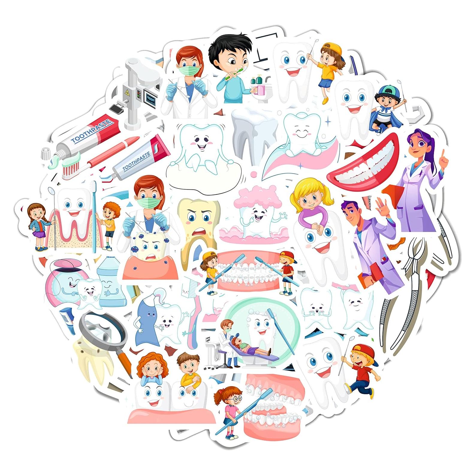 Pegatinas Dentales para Niños BulbaCraft - 100 Piezas Vinilo Impermeable