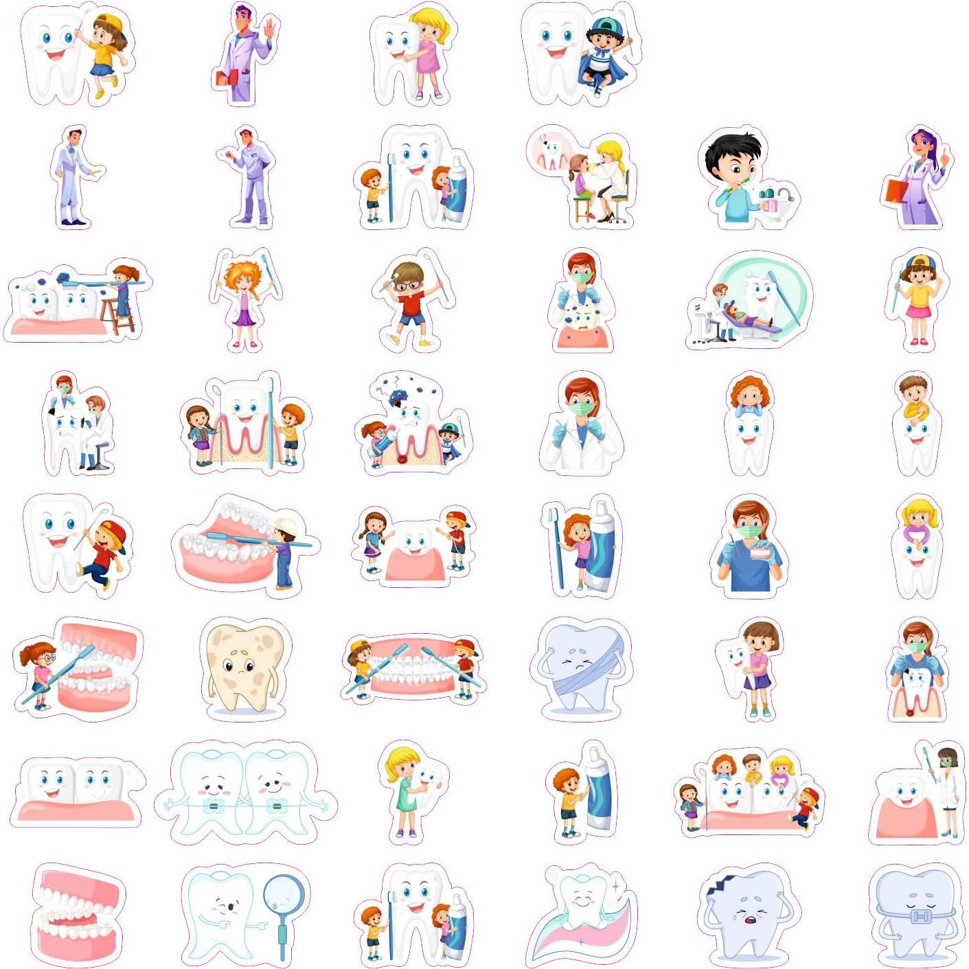 Pegatinas Dentales para Niños BulbaCraft - 100 Piezas Vinilo Impermeable