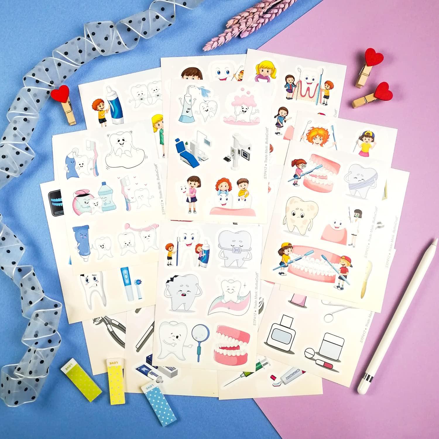 Pegatinas Dentales para Niños BulbaCraft - 100 Piezas Vinilo Impermeable