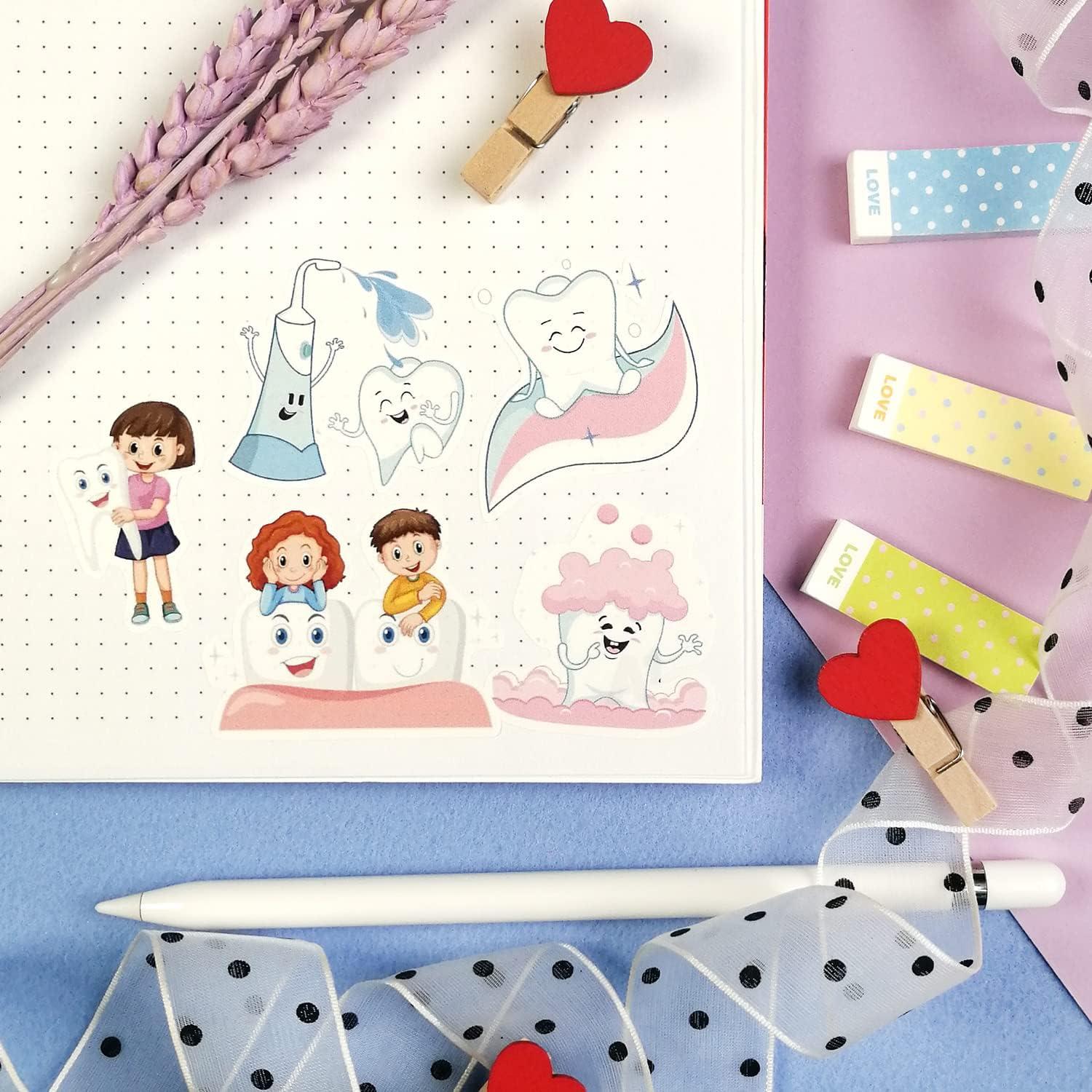 Pegatinas Dentales para Niños BulbaCraft - 100 Piezas Vinilo Impermeable