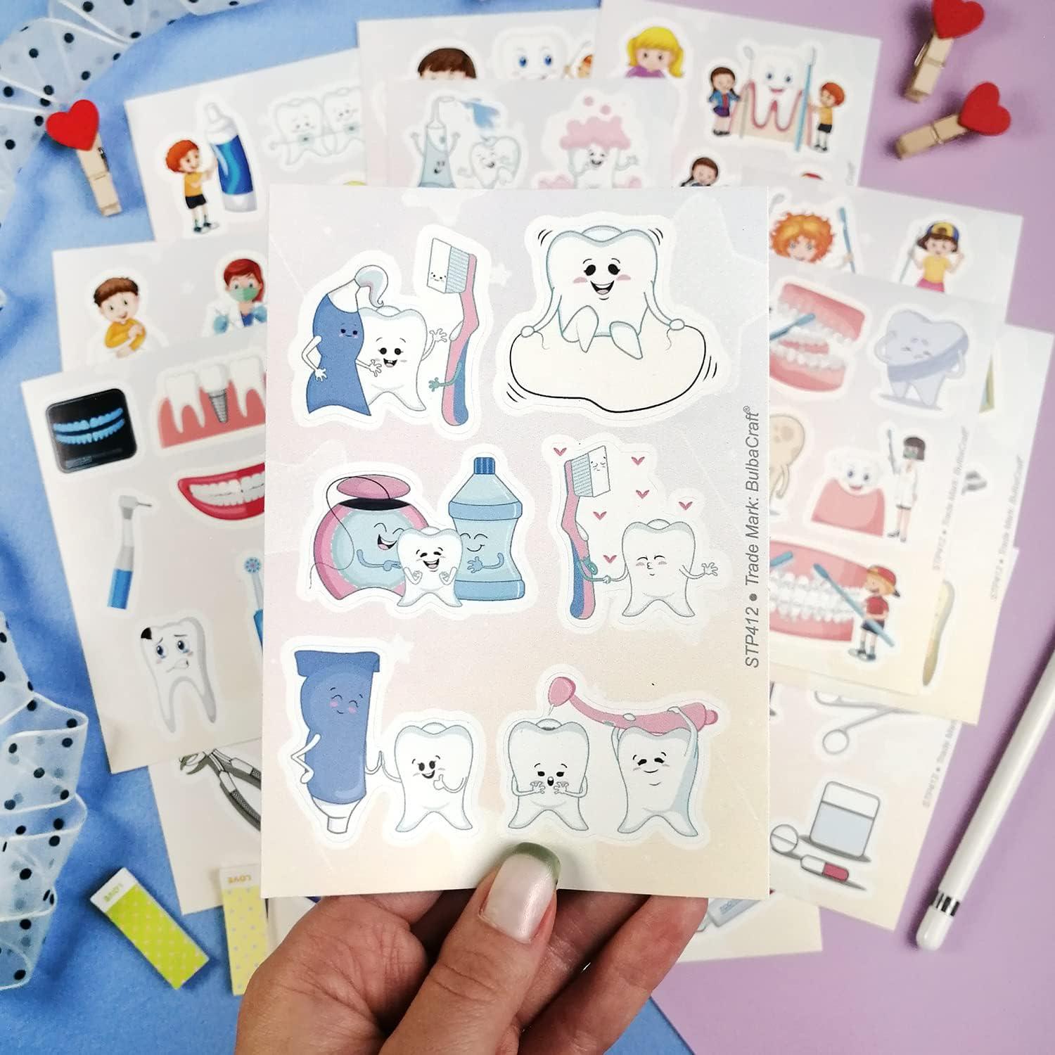 Pegatinas Dentales para Niños BulbaCraft - 100 Piezas Vinilo Impermeable