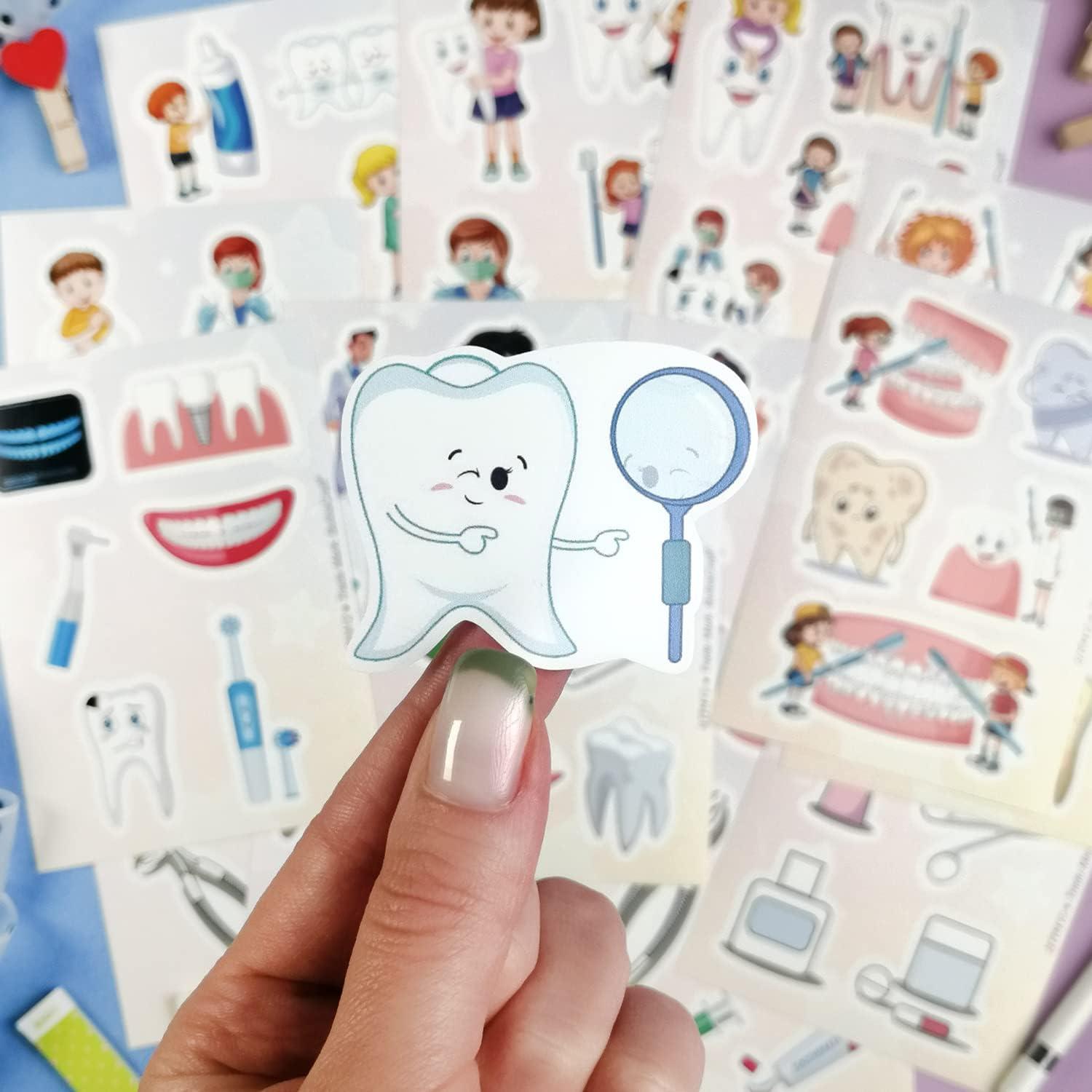 Pegatinas Dentales para Niños BulbaCraft - 100 Piezas Vinilo Impermeable