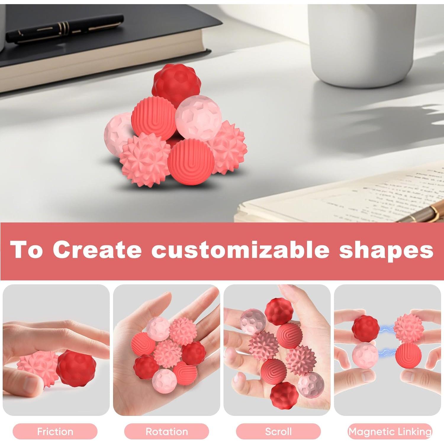 8 Bolas Antiestrés Magnéticas LACEVINE Silicona Rosa