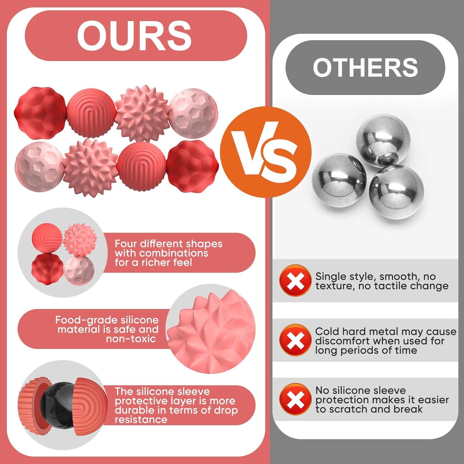 8 Bolas Antiestrés Magnéticas LACEVINE Silicona Rosa