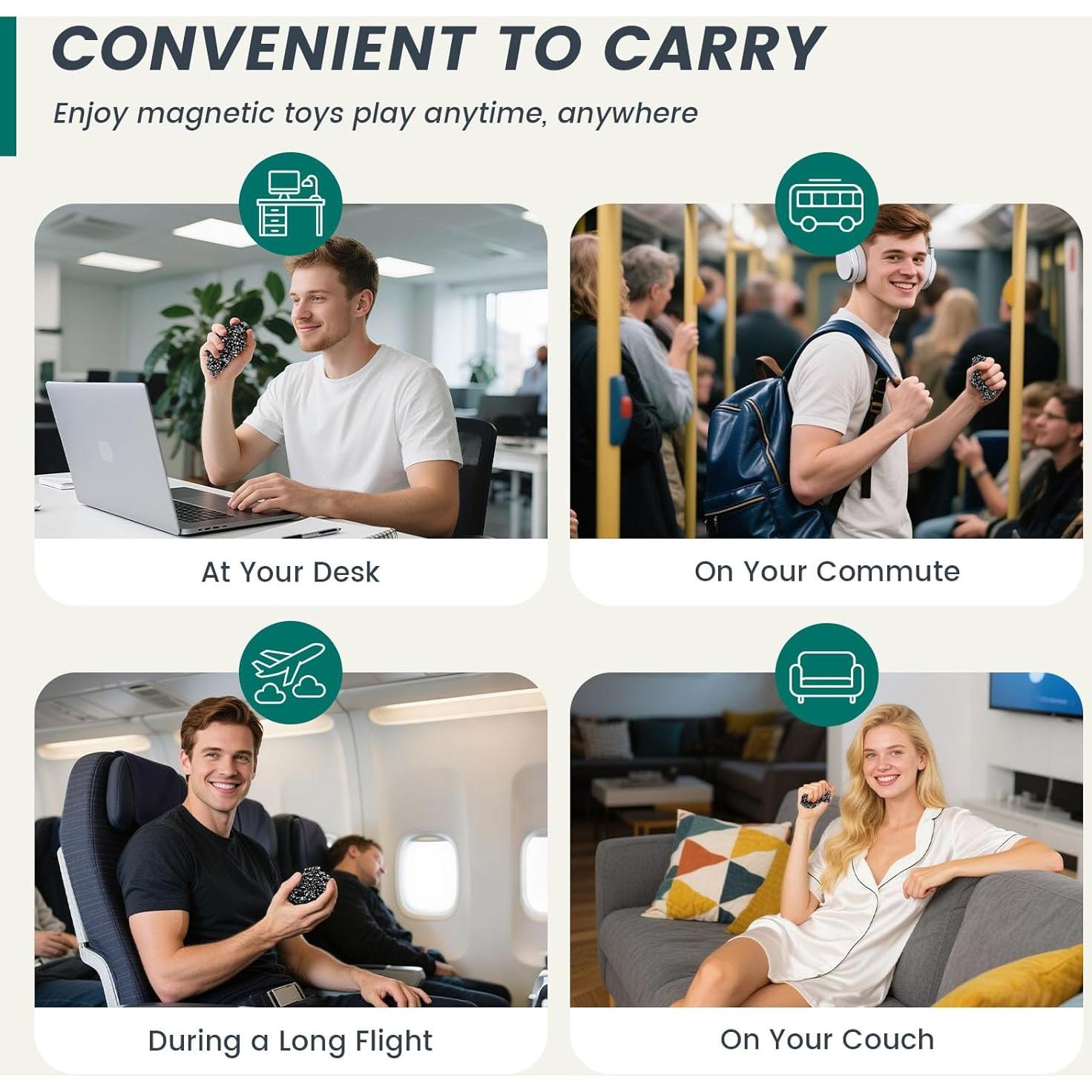 Juguete Antiestrés Magnético LOVESTOWN 550PCS Negro