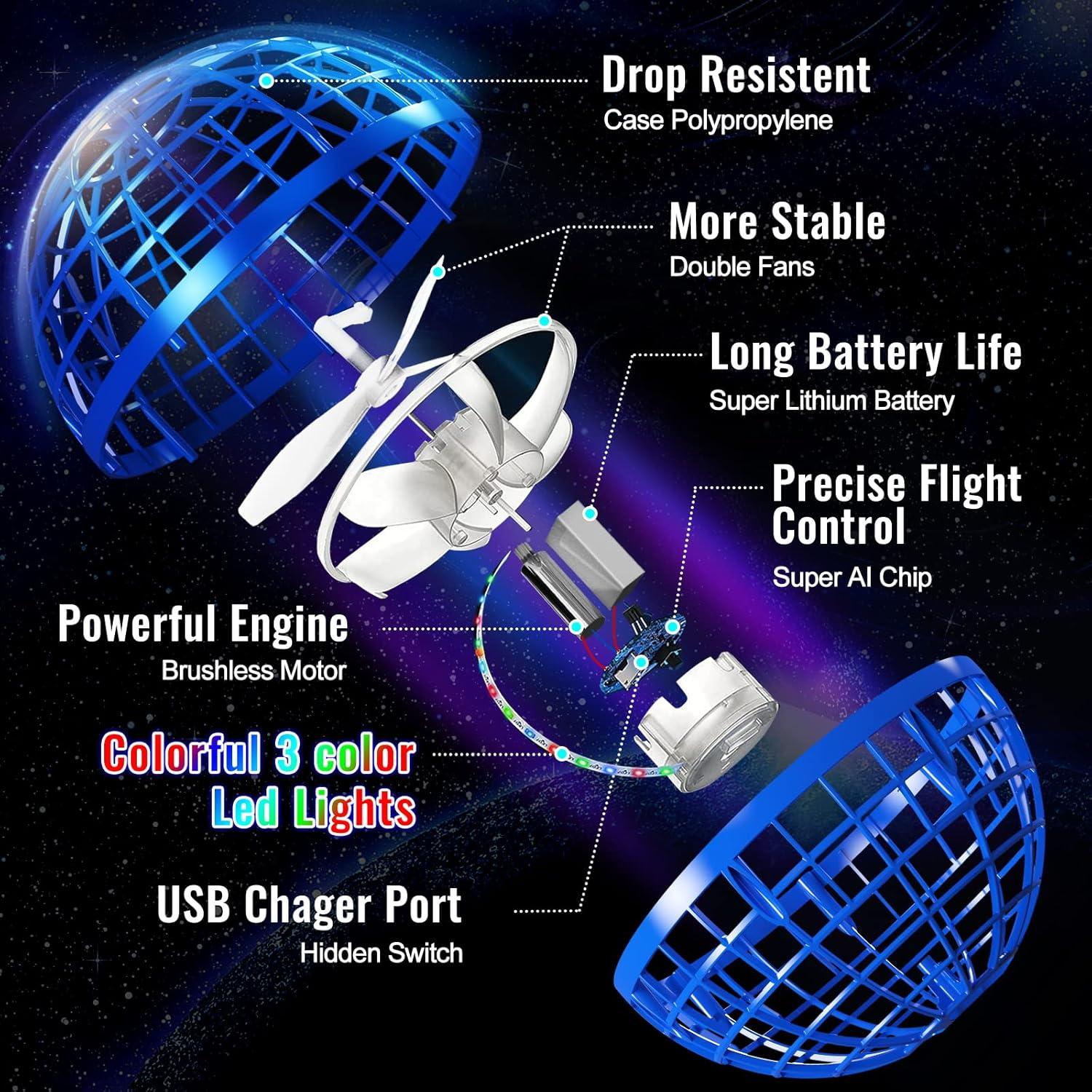 Flying Orb Ball Toy 2024, Upgraded Hover Boomerang Ball Galactic Fidget Spinner, Cosmic Globe Orb Drone Cool Toys Gift for 6 7 8 9 10 11 12+ Years Old Boy Girls Christmas