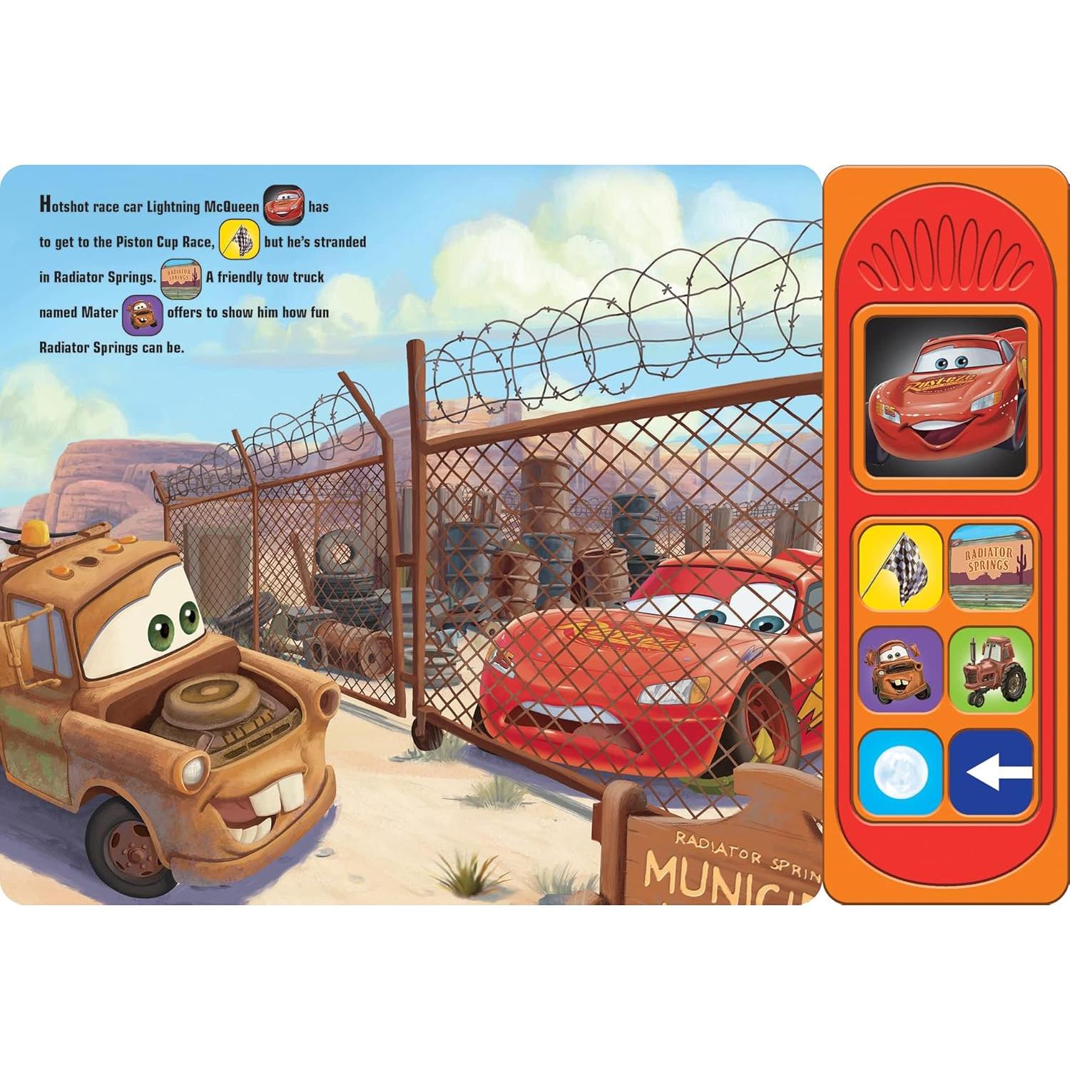 Disney Pixar Cars - Friends to the Finish Line 7-Button Sound Book - Featuring Lightning McQueen and Mater - PI Kids