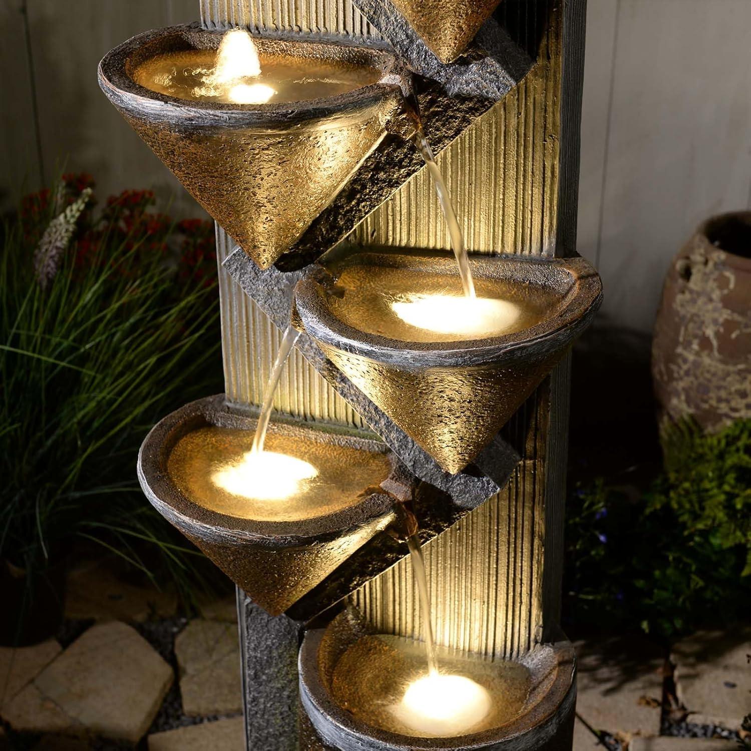 Fuente de Agua Exterior Bumilgar 126 cm con Luces LED