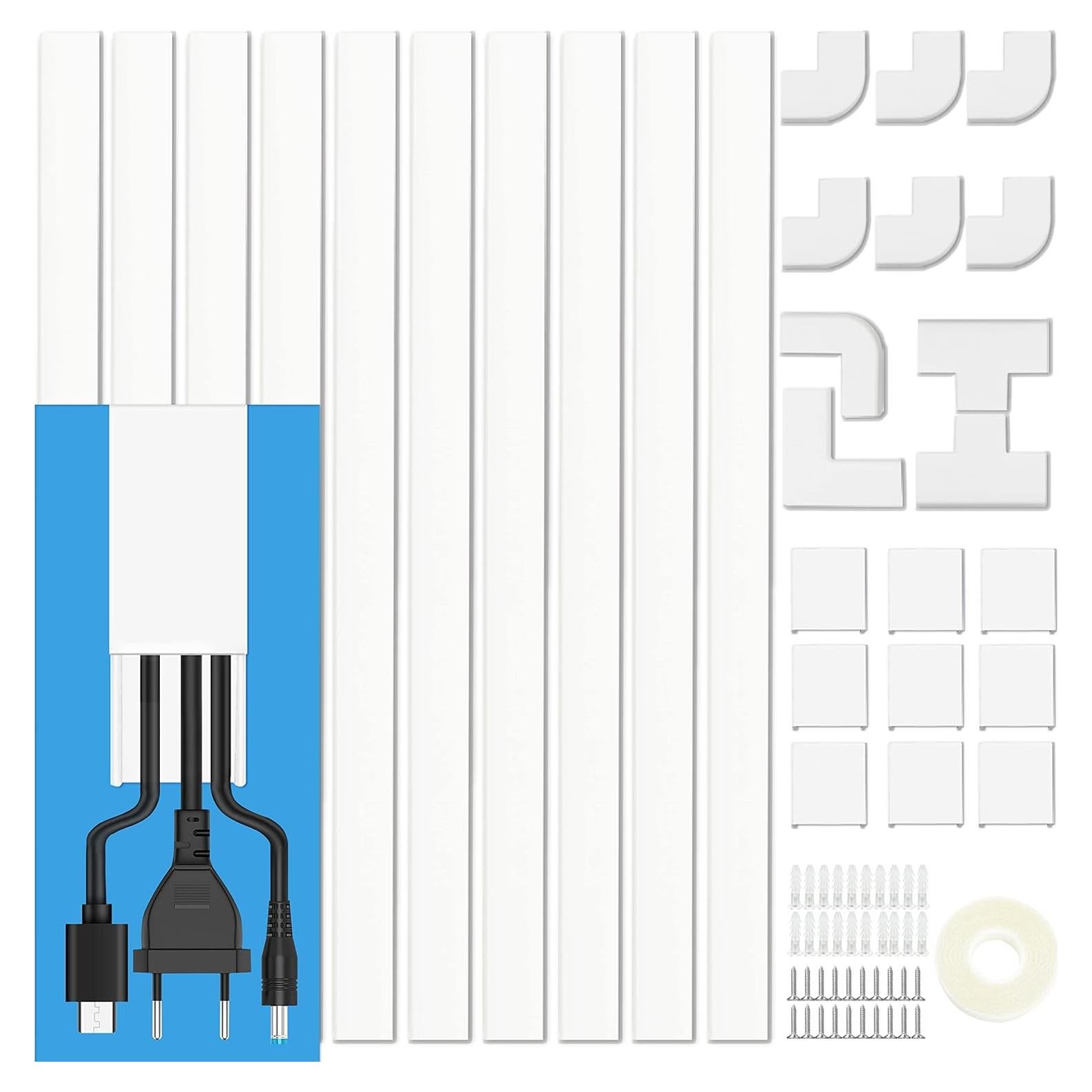 Kit Cubierta de Cables Bestong 10 Piezas Pintable Blanco