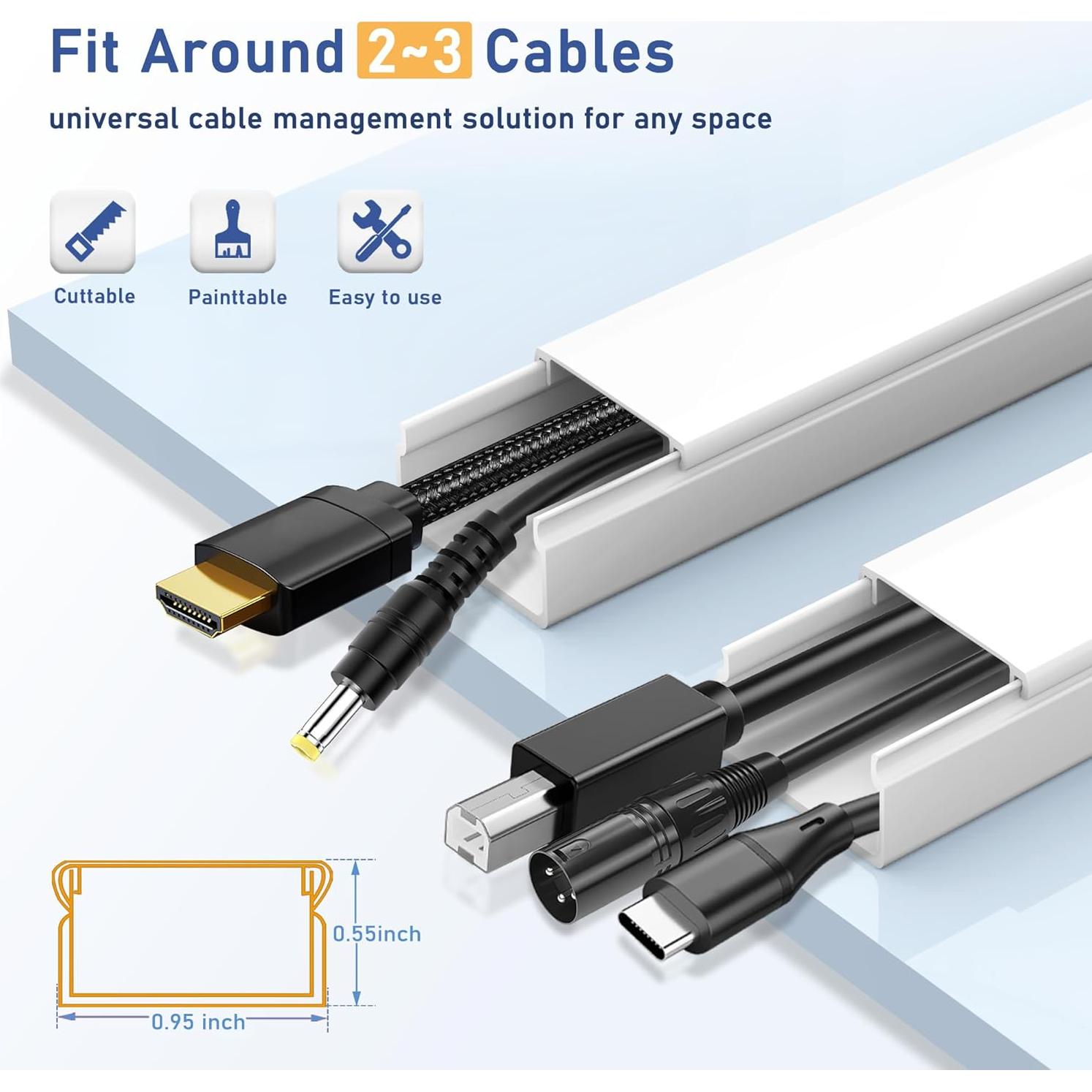 Kit Cubierta de Cables Bestong 10 Piezas Pintable Blanco