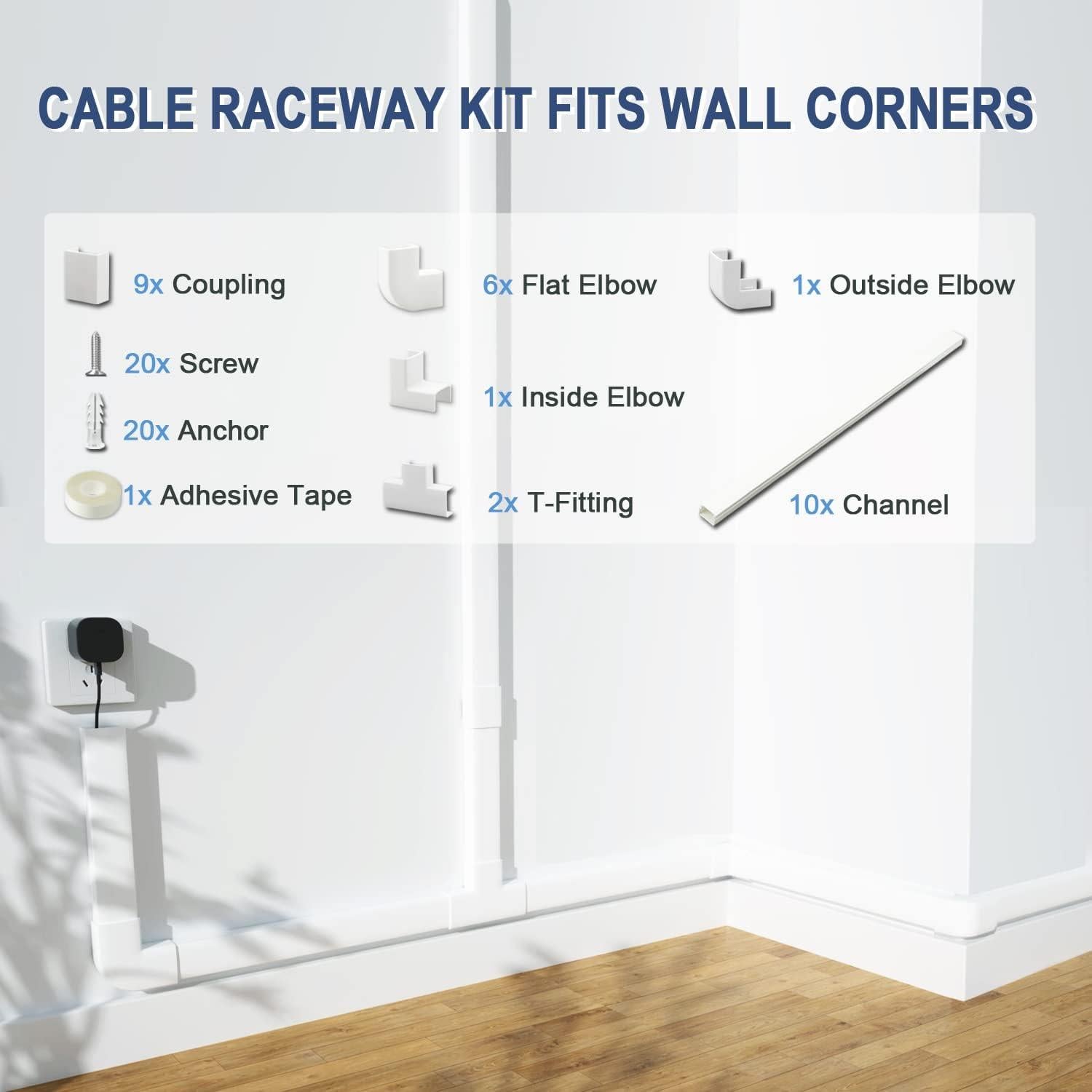 Kit Cubierta de Cables Bestong 10 Piezas Pintable Blanco