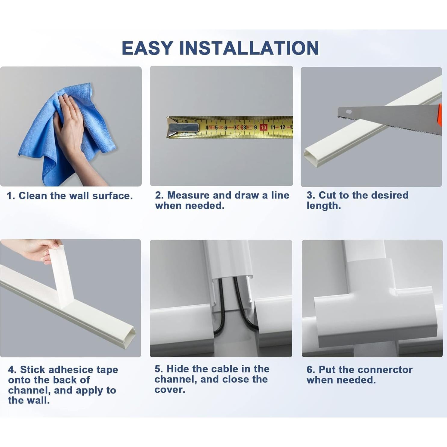 Kit Cubierta de Cables Bestong 10 Piezas Pintable Blanco