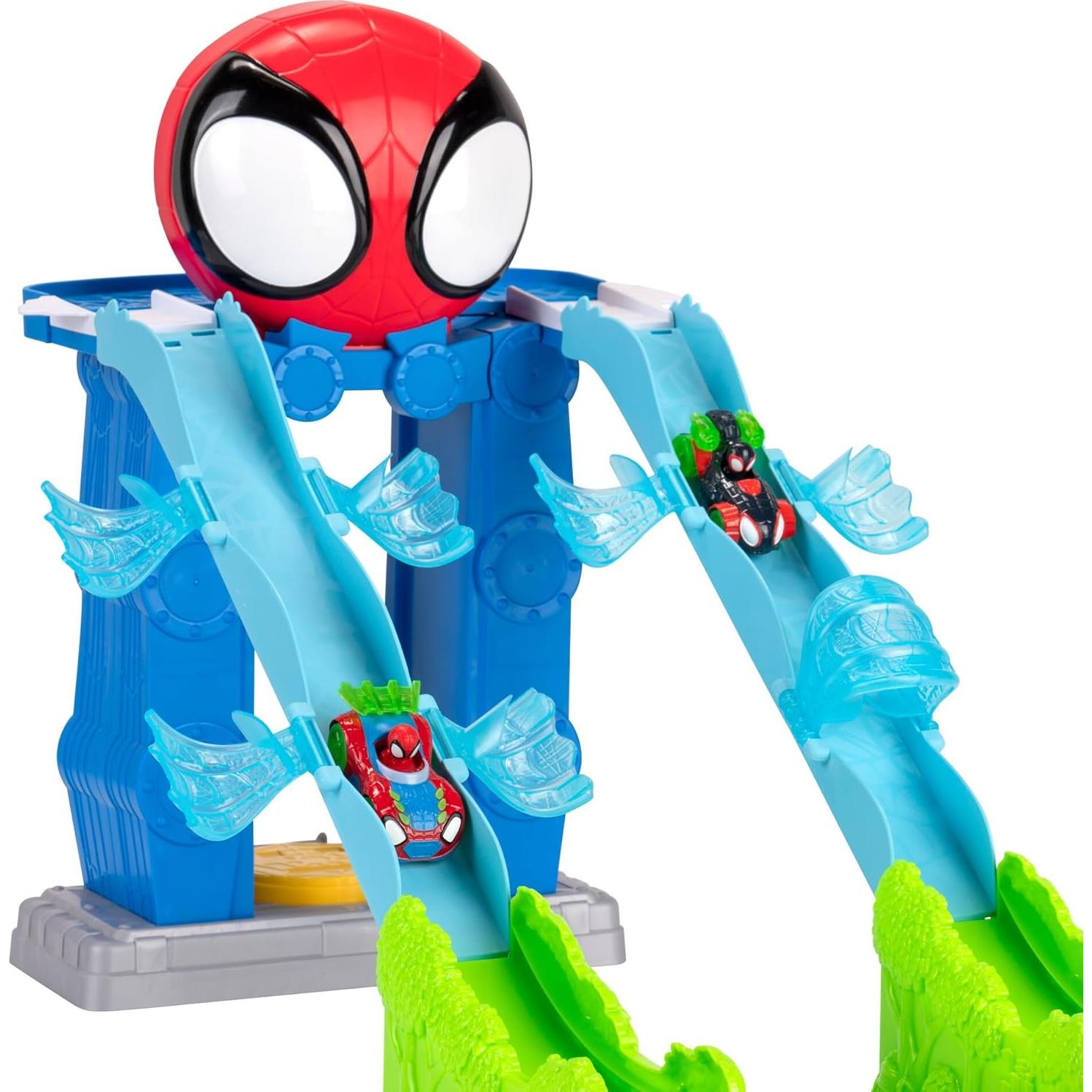 Pista Mega Salto Marvel Spidey 99 cm con Vehículos Exclusivos