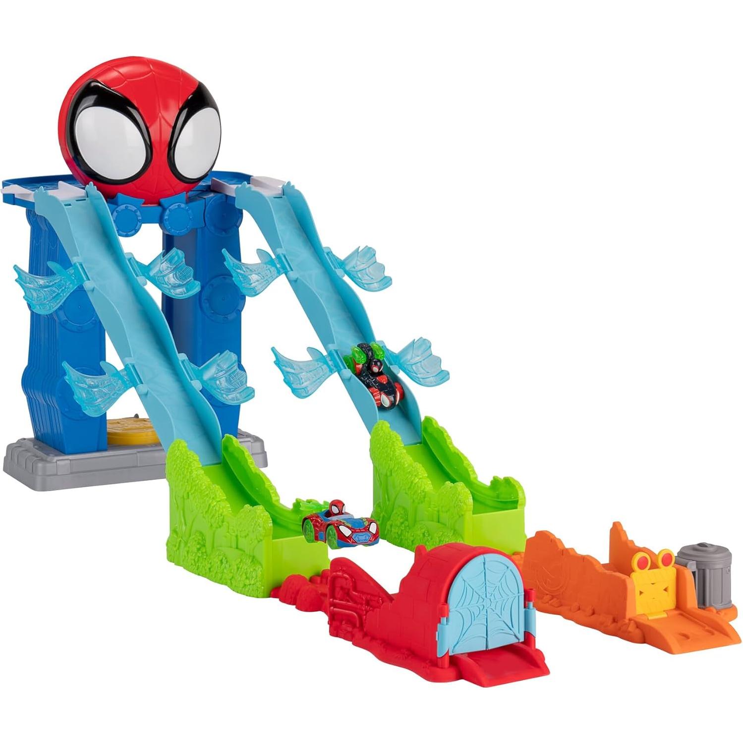Pista Mega Salto Marvel Spidey 99 cm con Vehículos Exclusivos