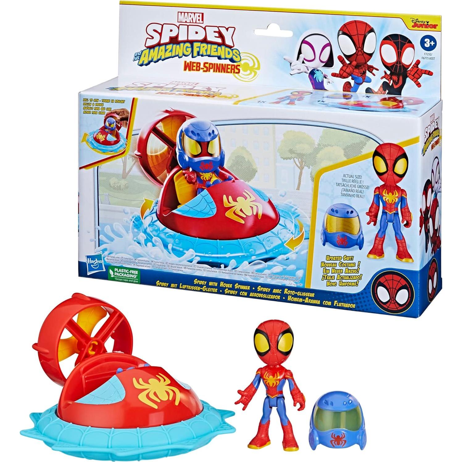 Juego de Vehículo Hover Spinner Spidey Hasbro 4" con Figura