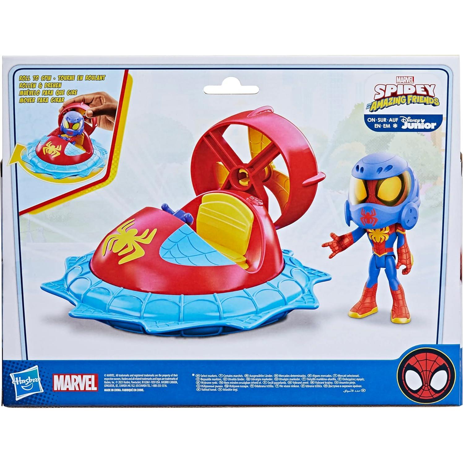 Juego de Vehículo Hover Spinner Spidey Hasbro 4" con Figura
