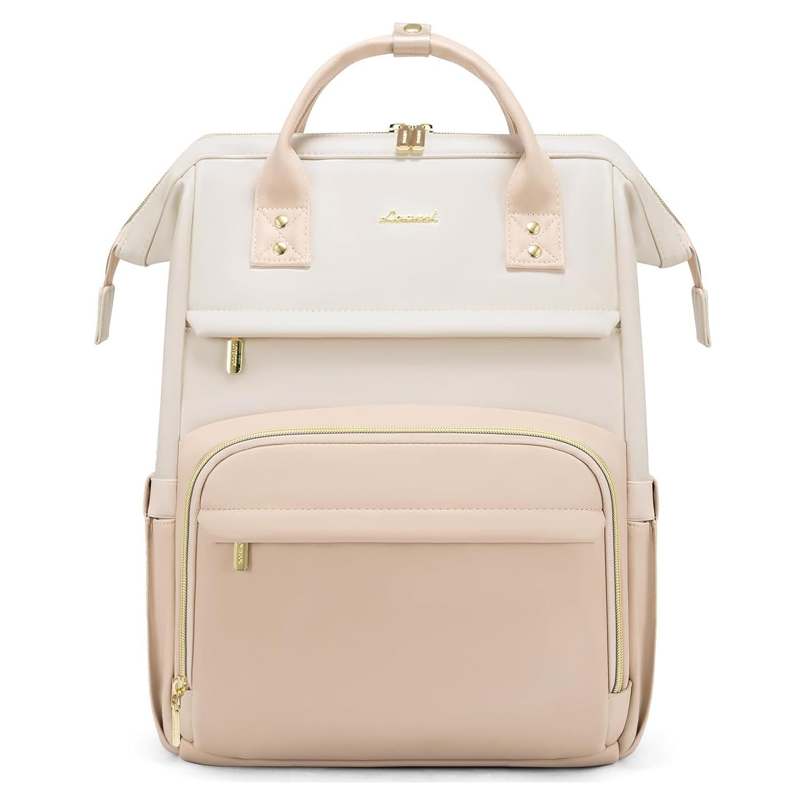 Mochila de Cuero LOVEVOOK para Laptop 15.6" Beige