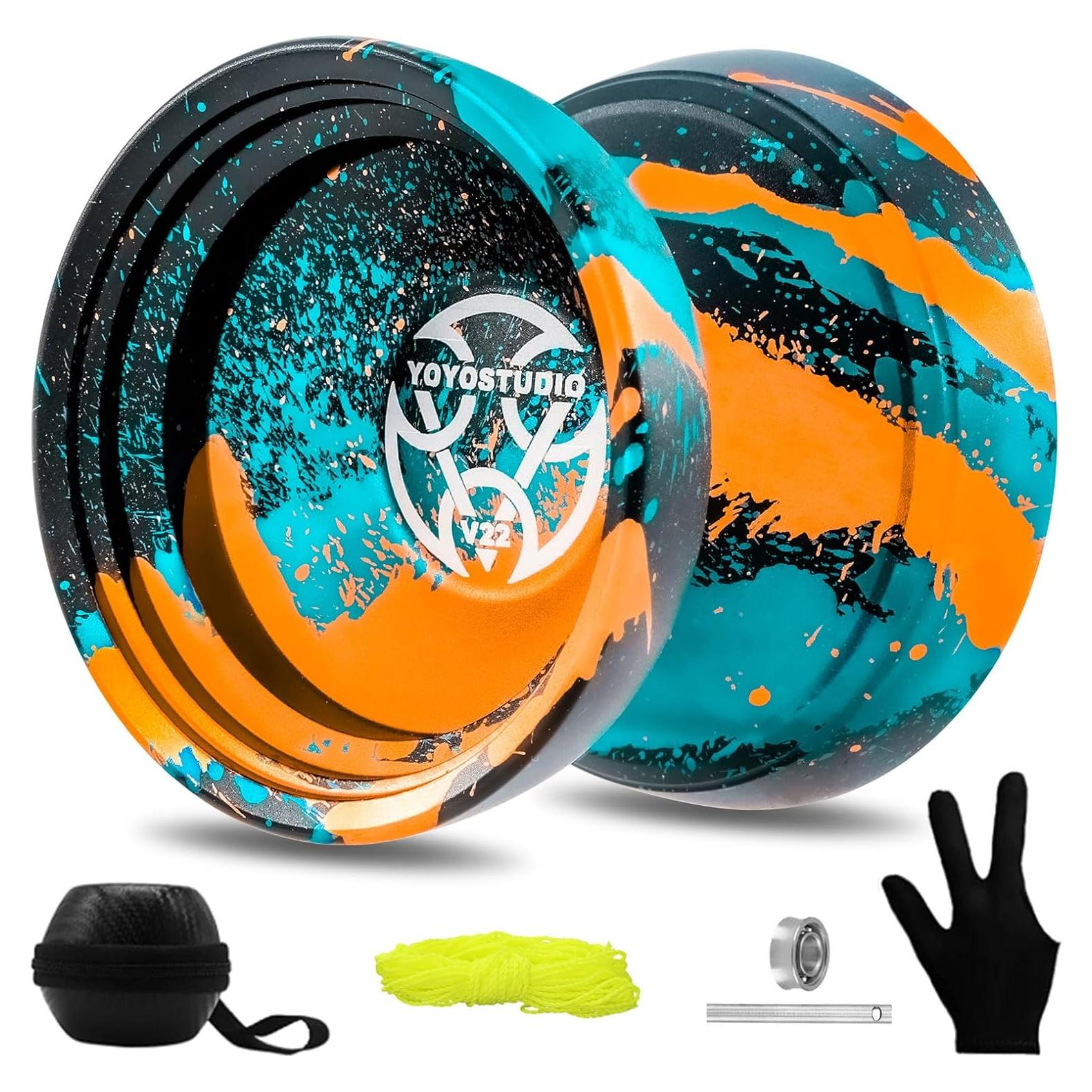Yoyo Profesional V22 YOYOSTUDIO con Accesorios - Negro Azul Naranja