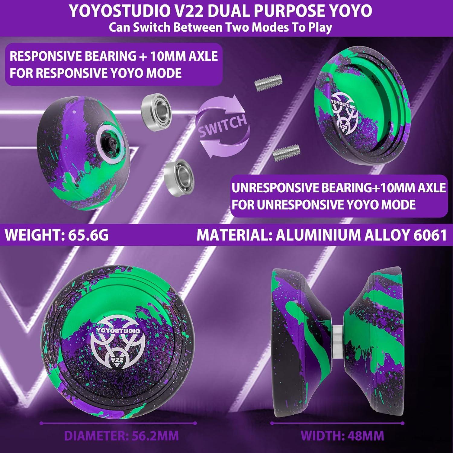 Yoyo Profesional YOYOSTUDIO V22 con Accesorios - Negro Verde