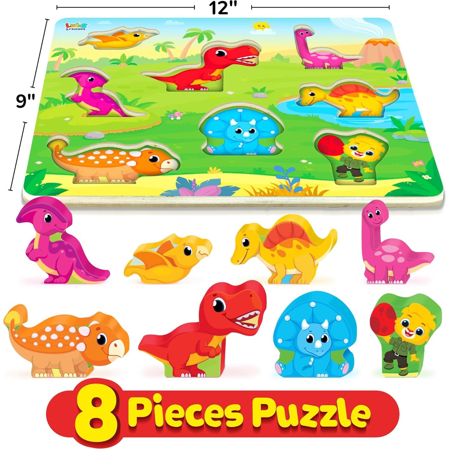 Rompecabezas de Madera Jumbo Dinosaurios Lucas & Friends 30.48x22.86 cm