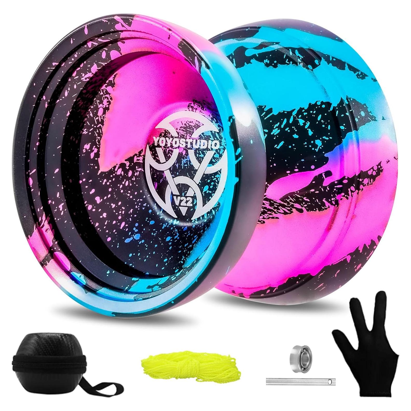 Yoyo Profesional YOYOSTUDIO V22 con Accesorios - Negro Azul Rosa