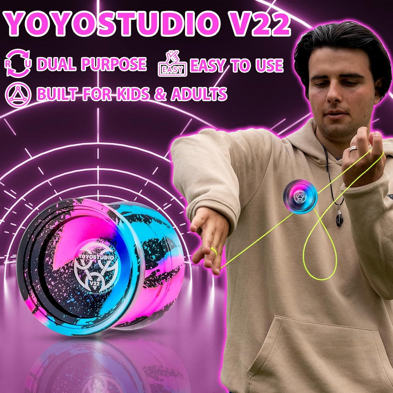 Yoyo Profesional YOYOSTUDIO V22 con Accesorios - Negro Azul Rosa