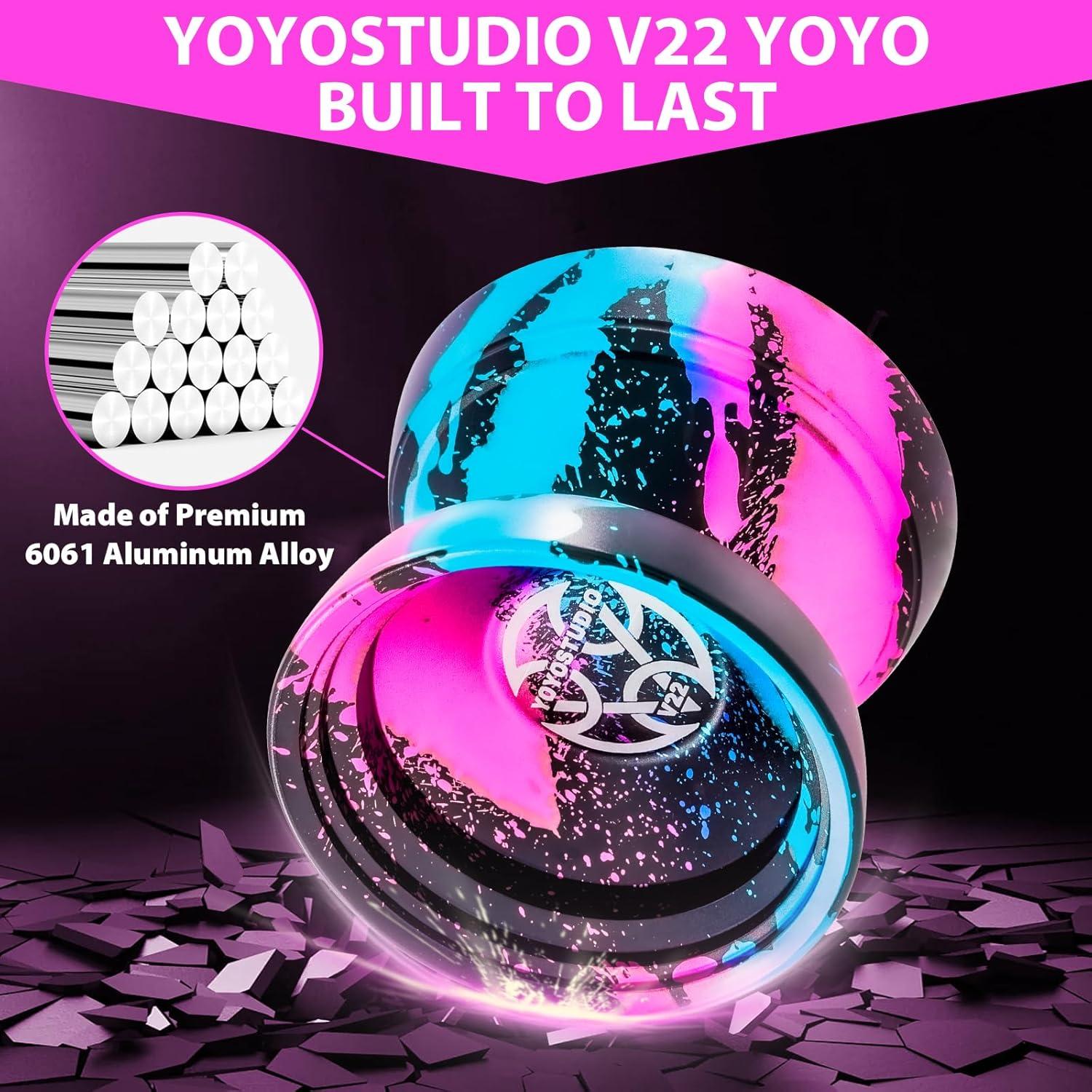 Yoyo Profesional YOYOSTUDIO V22 con Accesorios - Negro Azul Rosa