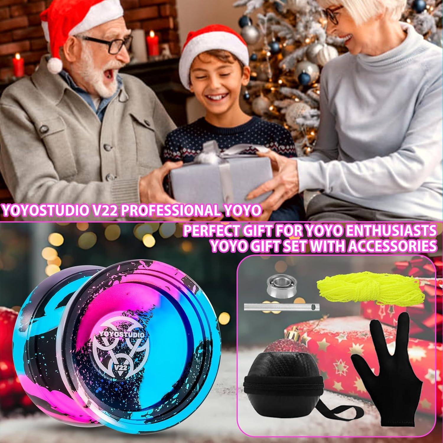 Yoyo Profesional YOYOSTUDIO V22 con Accesorios - Negro Azul Rosa