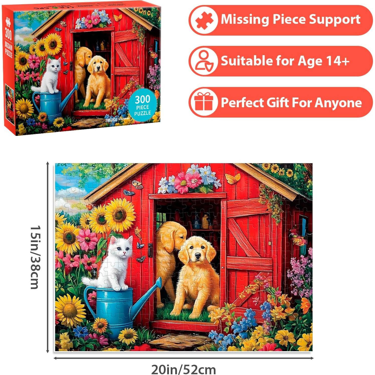 Rompecabezas de 300 Piezas BraniacBits Perro y Gato 52x38 cm