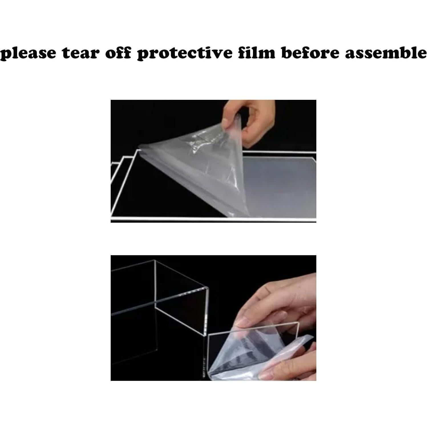 Caja de Exhibición Acrílica BZVlemon 30x15x15 cm con Base de Madera