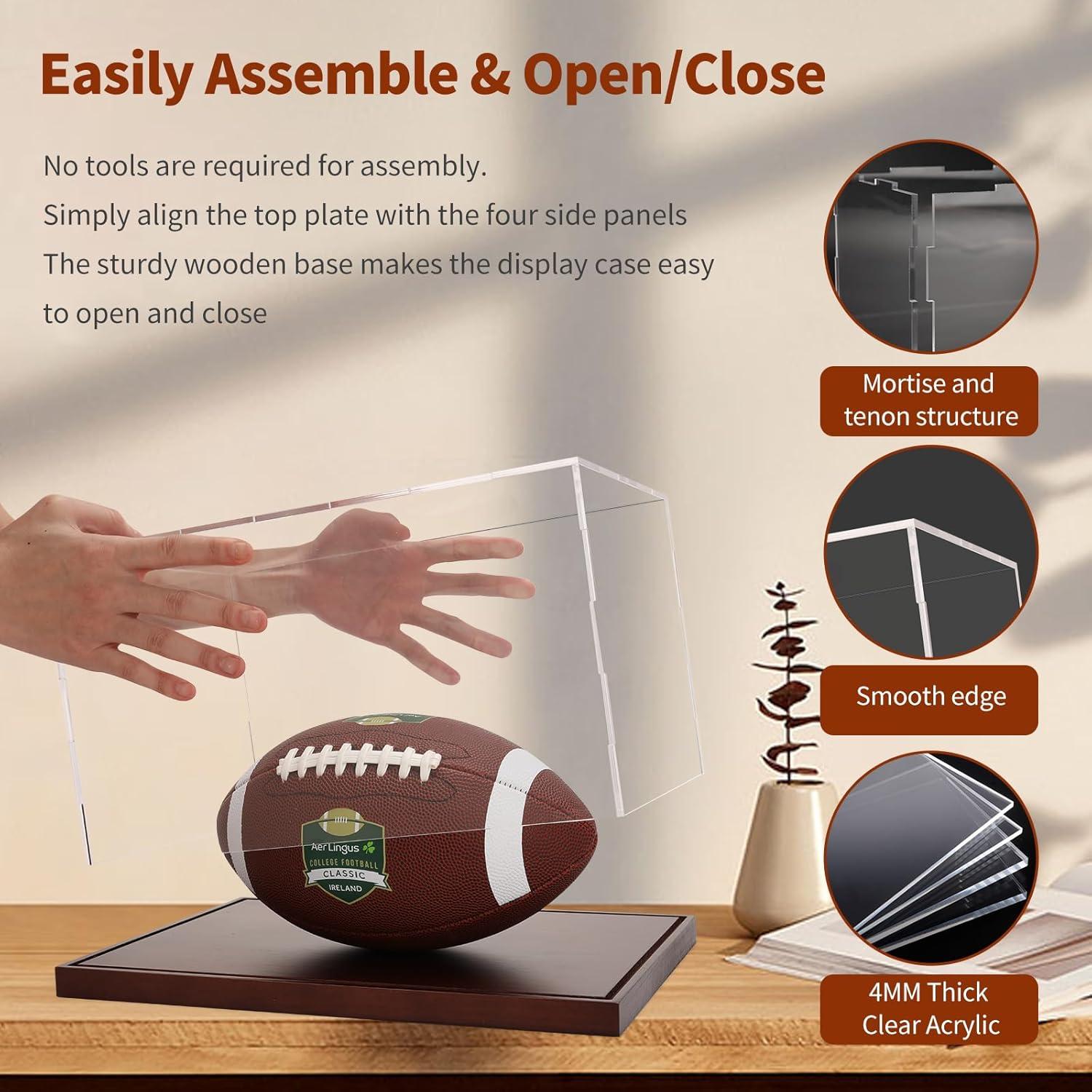 Caja de Exhibición Acrílica BZVlemon 30x15x15 cm con Base de Madera