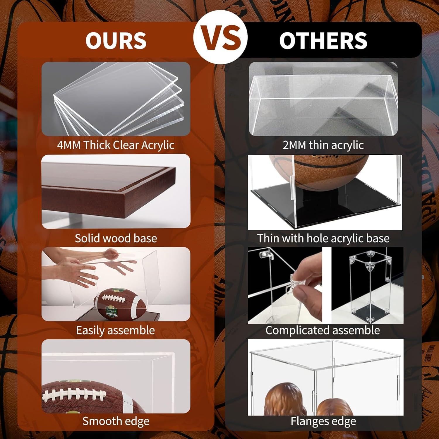 Caja de Exhibición Acrílica BZVlemon 30x15x15 cm con Base de Madera