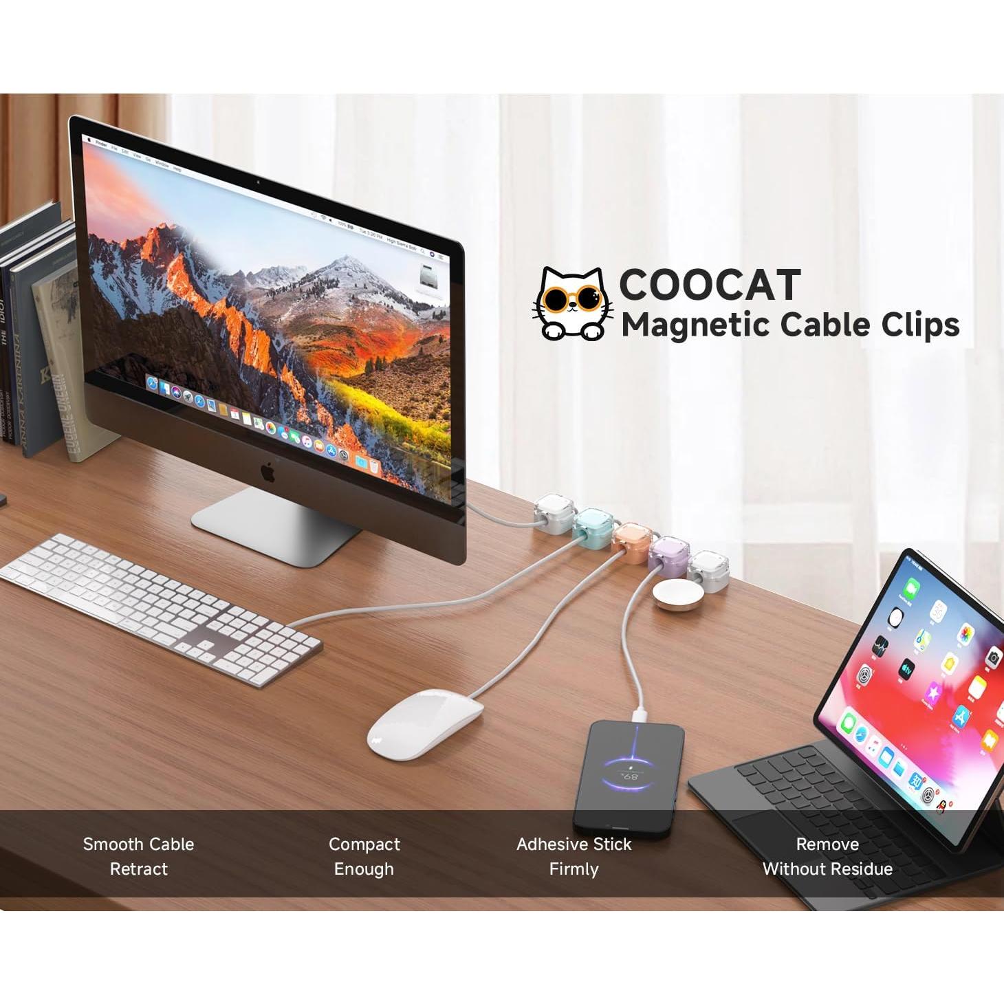 Clips Magnéticos para Cables COOCAT - Paquete de 8 Multicolor