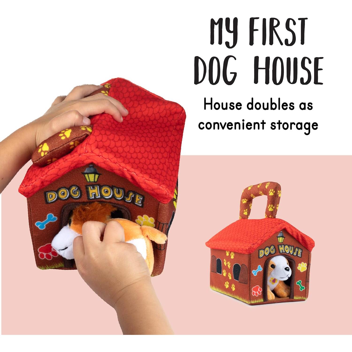 Casa de Perro de Peluche Plush Creations con 4 Cachorros Hablantes