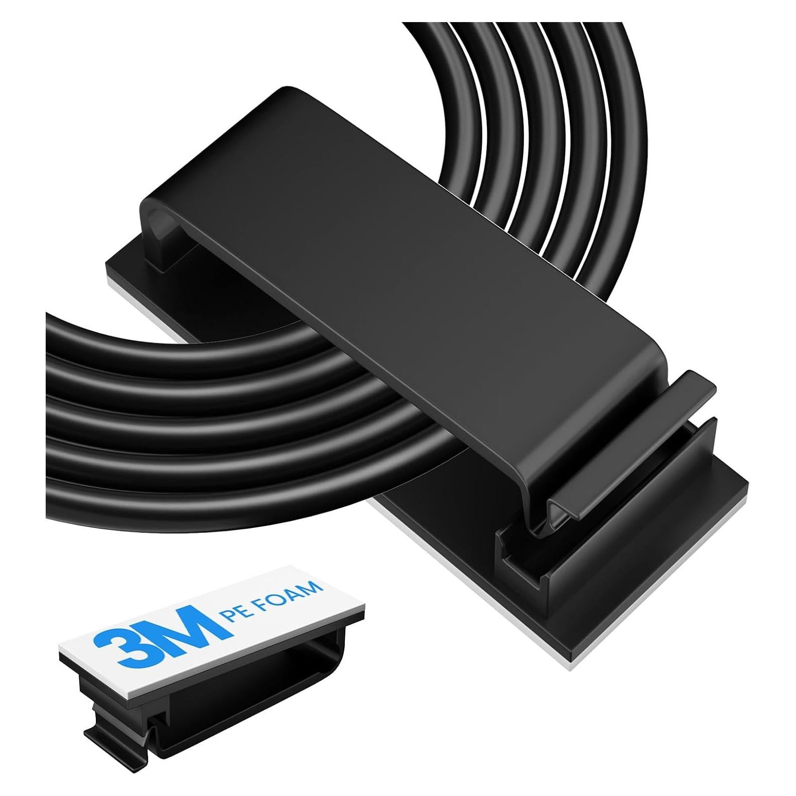 Clip de Gestión de Cables Adhesivo Tezop 20 Pcs Negro